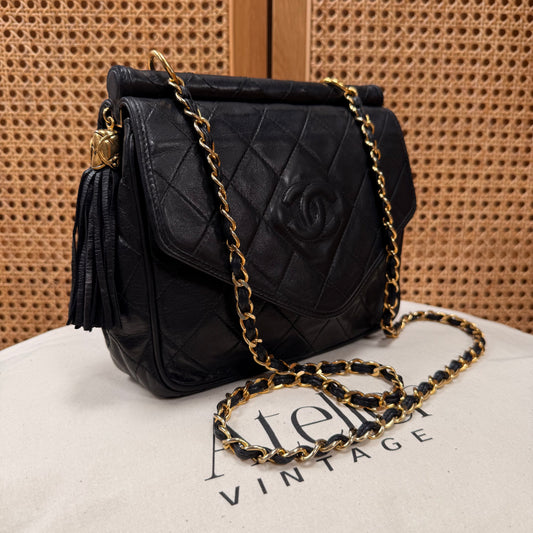 Chanel Rare 1989 Envelope Camera Style Tassel Bag