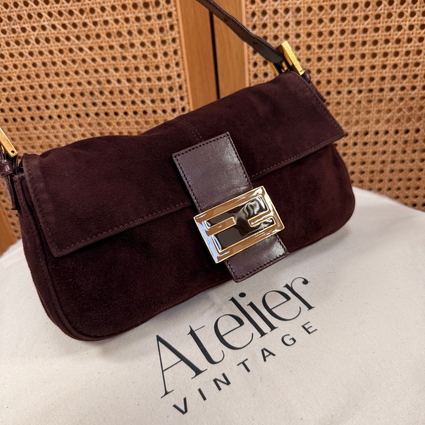 Fendi 1999 Fendi Baguette - Chocolate Suede & Enamel Closure