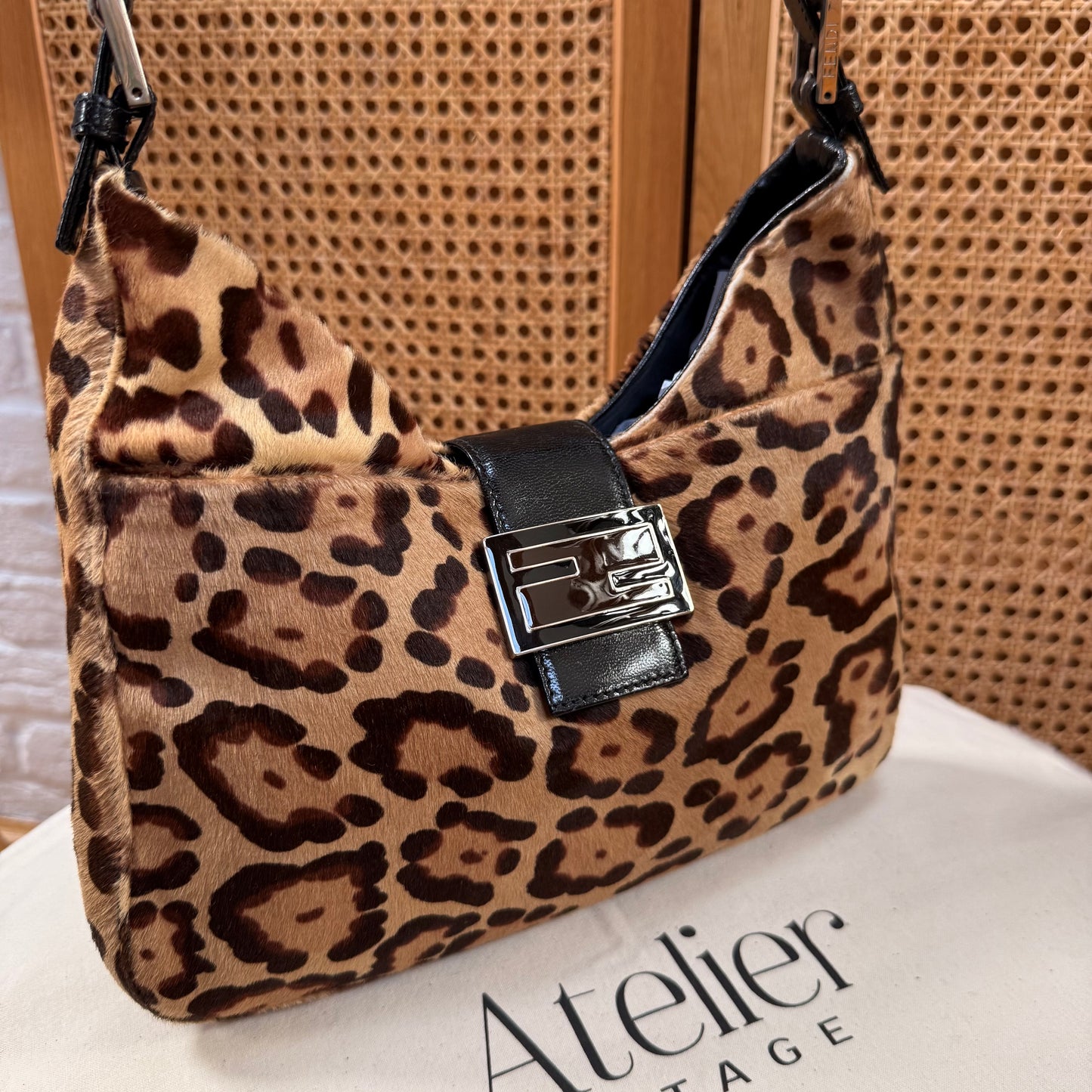 Fendi 2002 Mamma Baguette Leopard Tote - Limited Edition Pony Hair & Enamel Closure