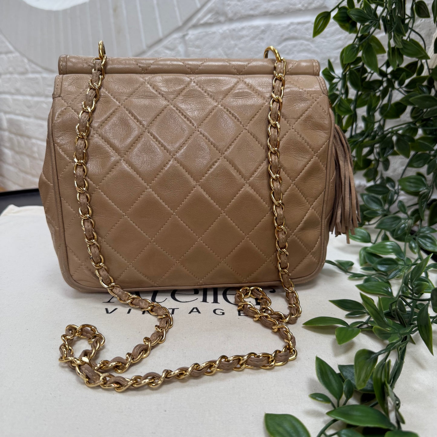 Chanel 1989 Rare Dark Beige Tassel Envelope Flap