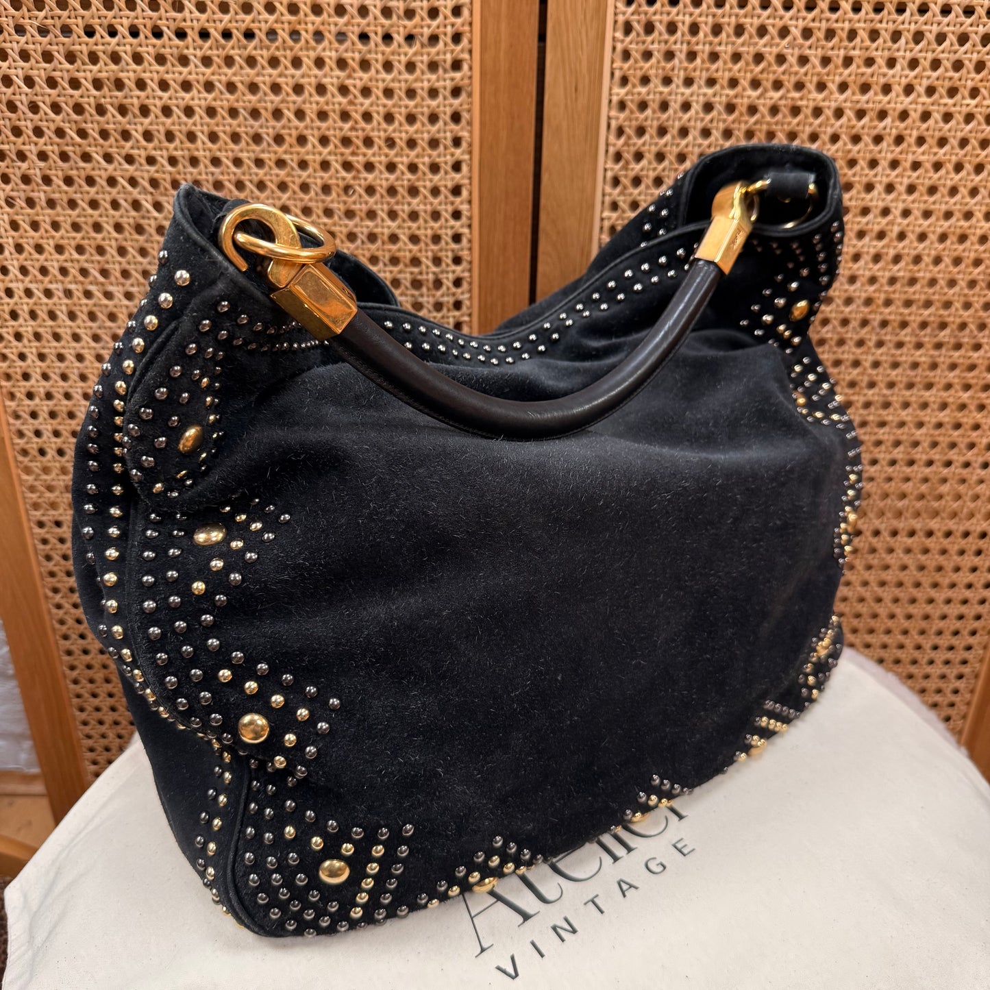 Saint Laurent 2008 Besace Suede & Studded Tote