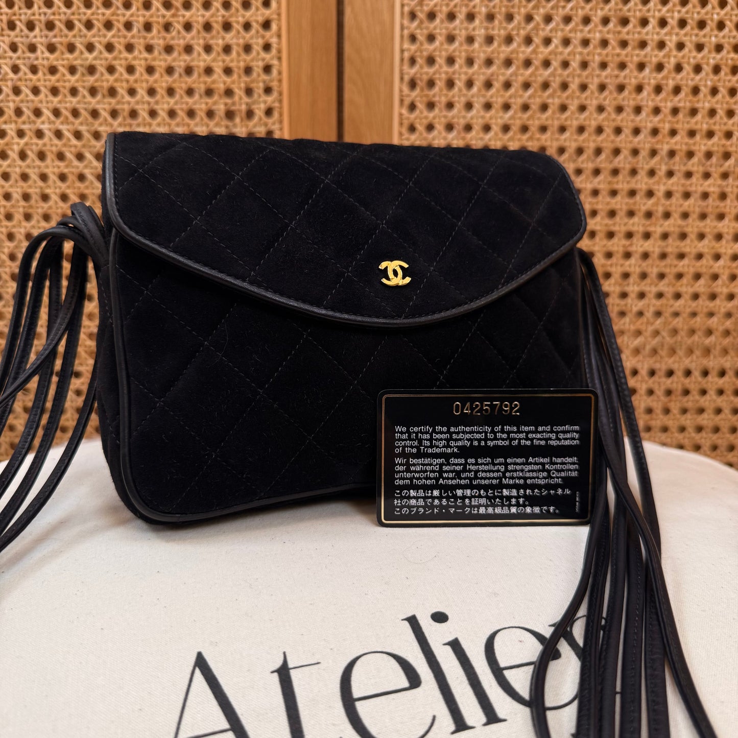 Chanel 1986 Suede & Multi-strand Leather Shoulder Bag