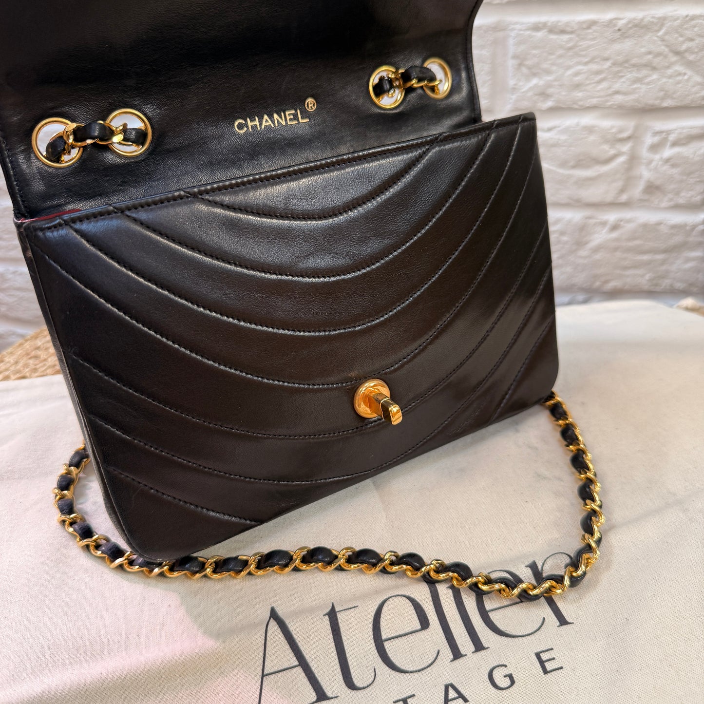 Chanel 1986 Rare Black Half Moon Quilted single flap