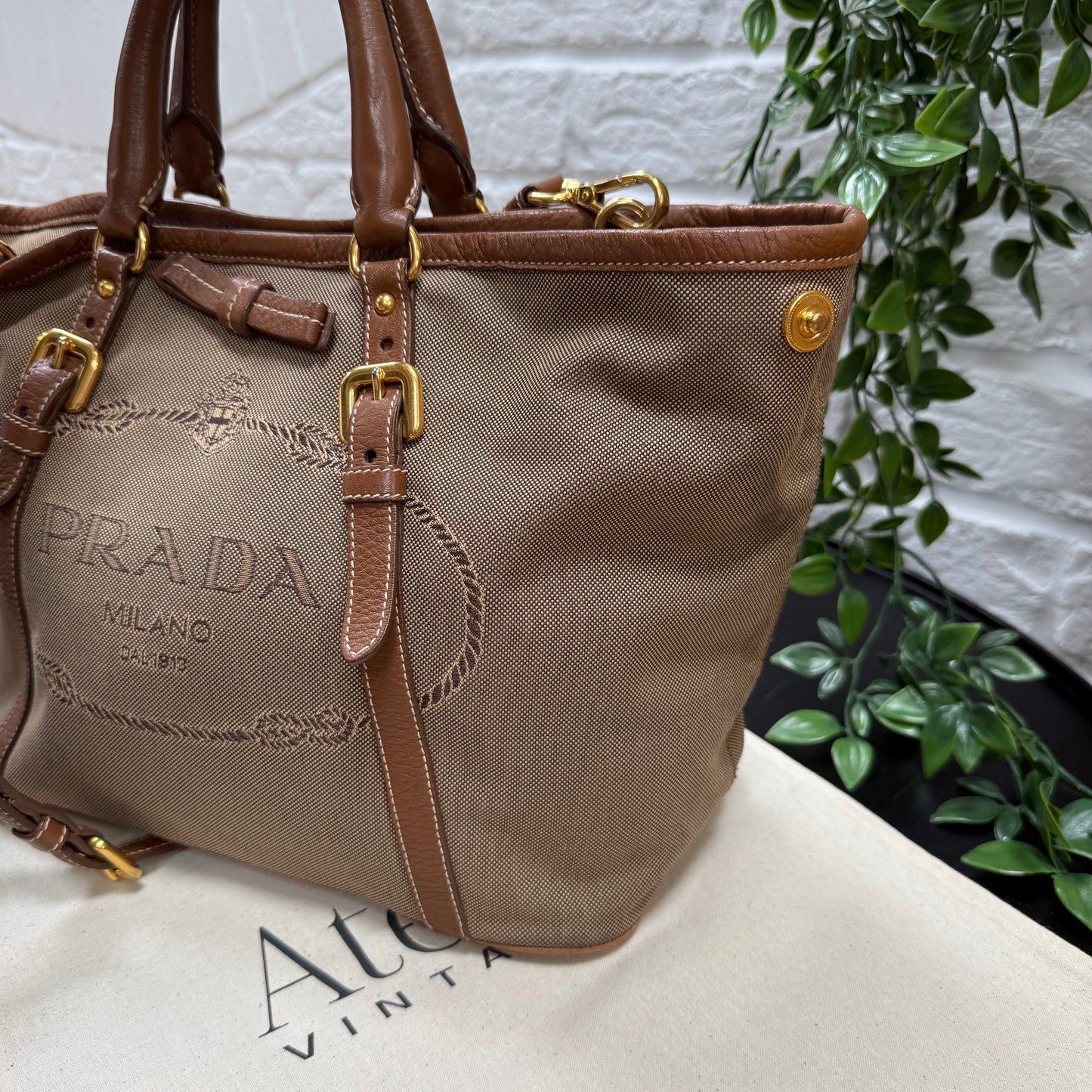 Prada 1990s Canapa Two Way Tote