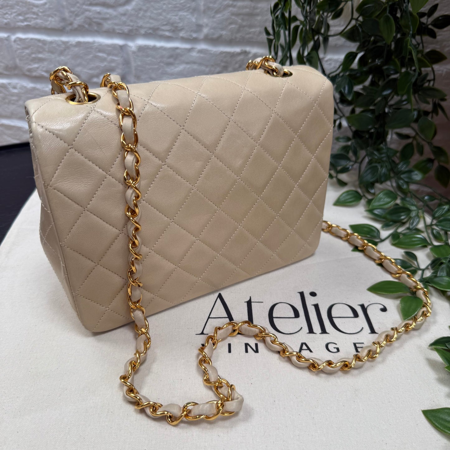 Chanel 1989 Beige Classic Single Flap Medium Square