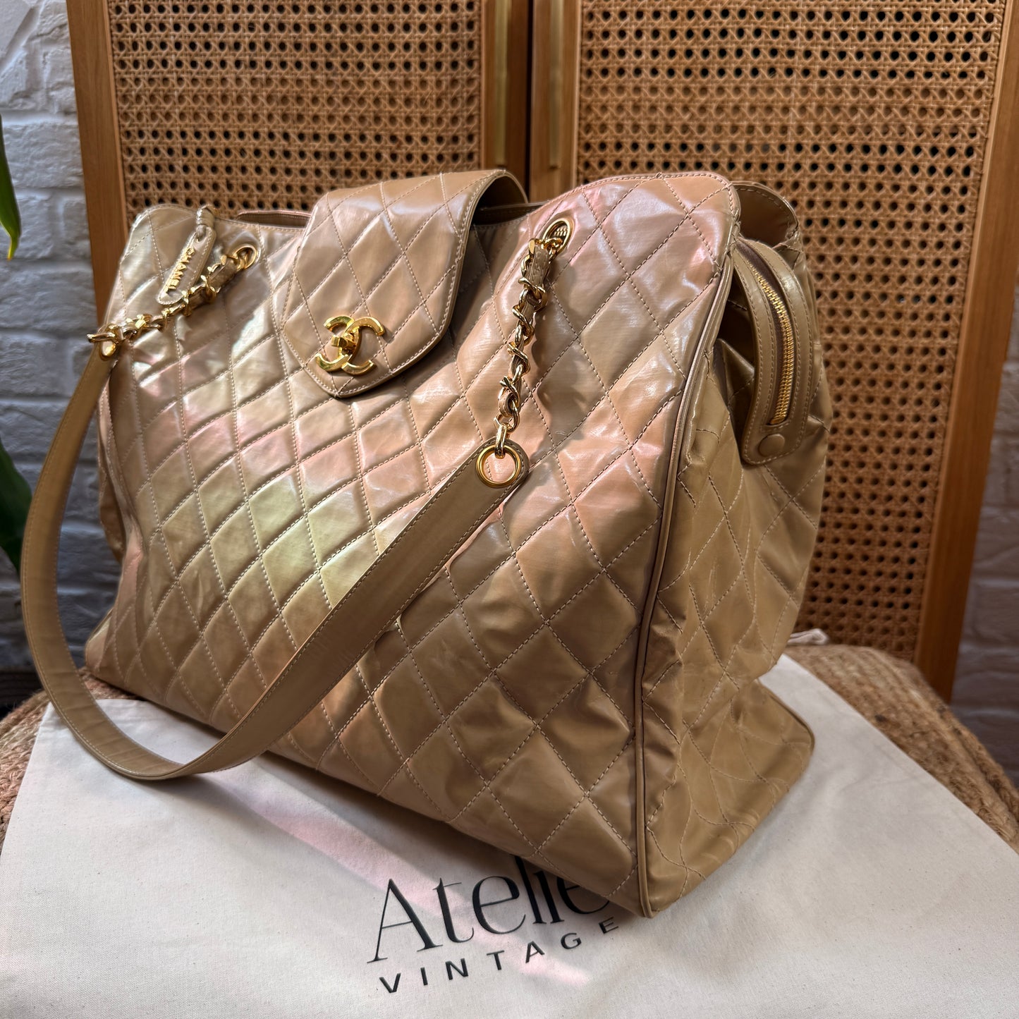Chanel 1995 XXL Super Model Tote with Turnlock