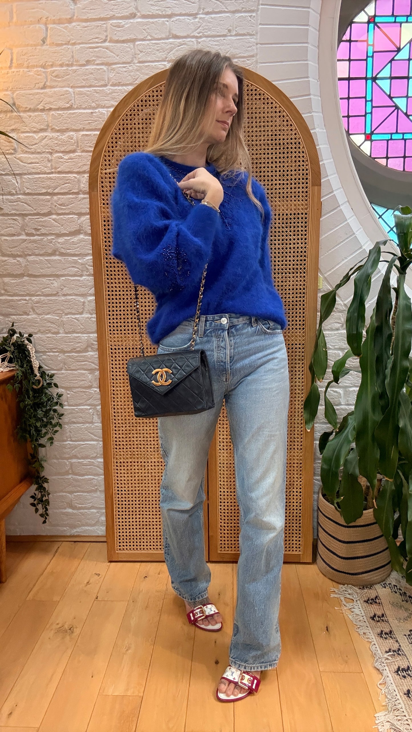 Chanel 1989 Rare Navy Jumbo CC Envelope Flap