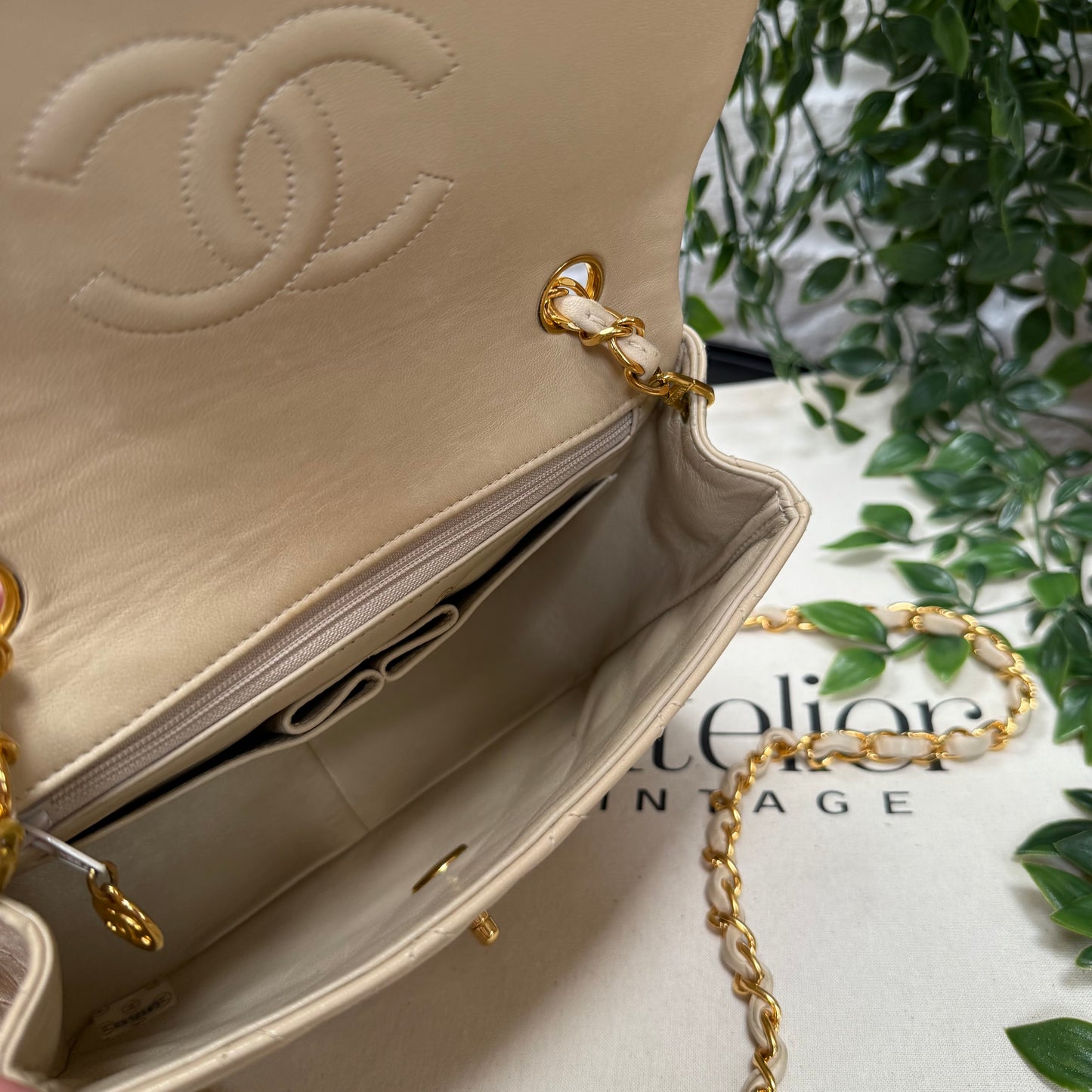 Chanel 1989 Beige Classic Single Flap Medium Square