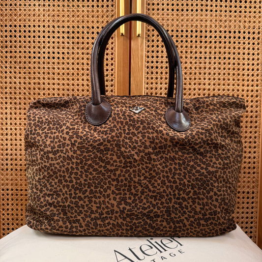 Bottega Veneta 1990s Leopard Print Boston Tote