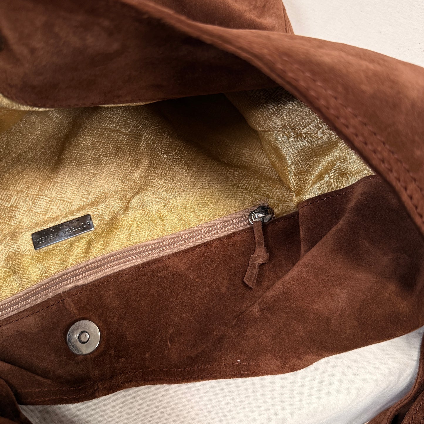 Bottega Veneta 1990s Tan Suede Hobo Tote