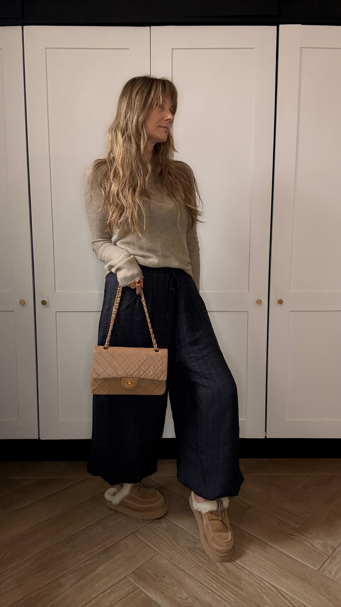 Chanel 1989 Rare Tan Lambskin Leather Classic Double Flap in Medium with 24k Gold Hardware