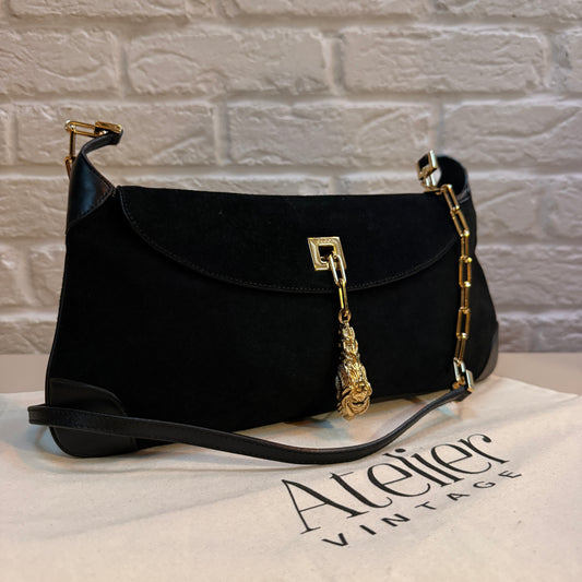 Gucci 1990s Gucci X Tom Ford Black Suede Tigers Head Cross Body