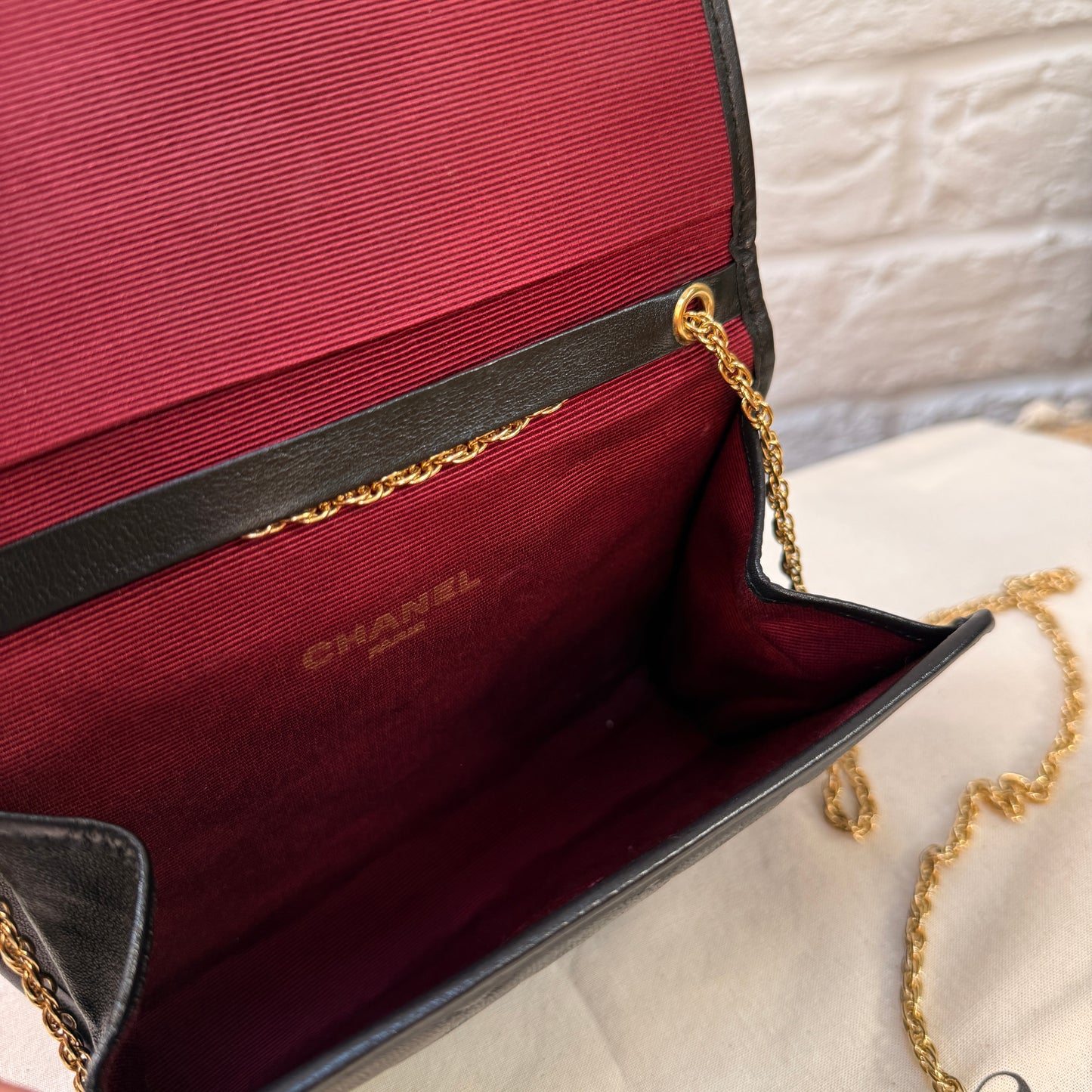 Chanel Early 1980s Rare Black Lambskin Leather Single flap Cross Body