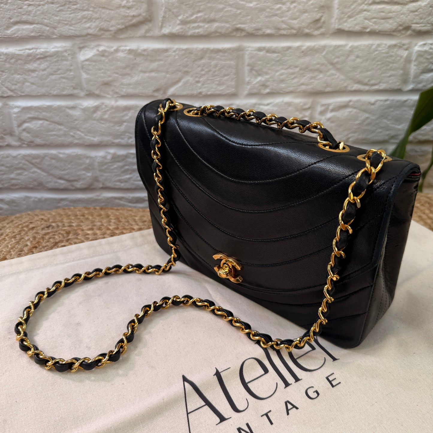 Chanel 1986 Rare Black Half Moon Quilted single flap
