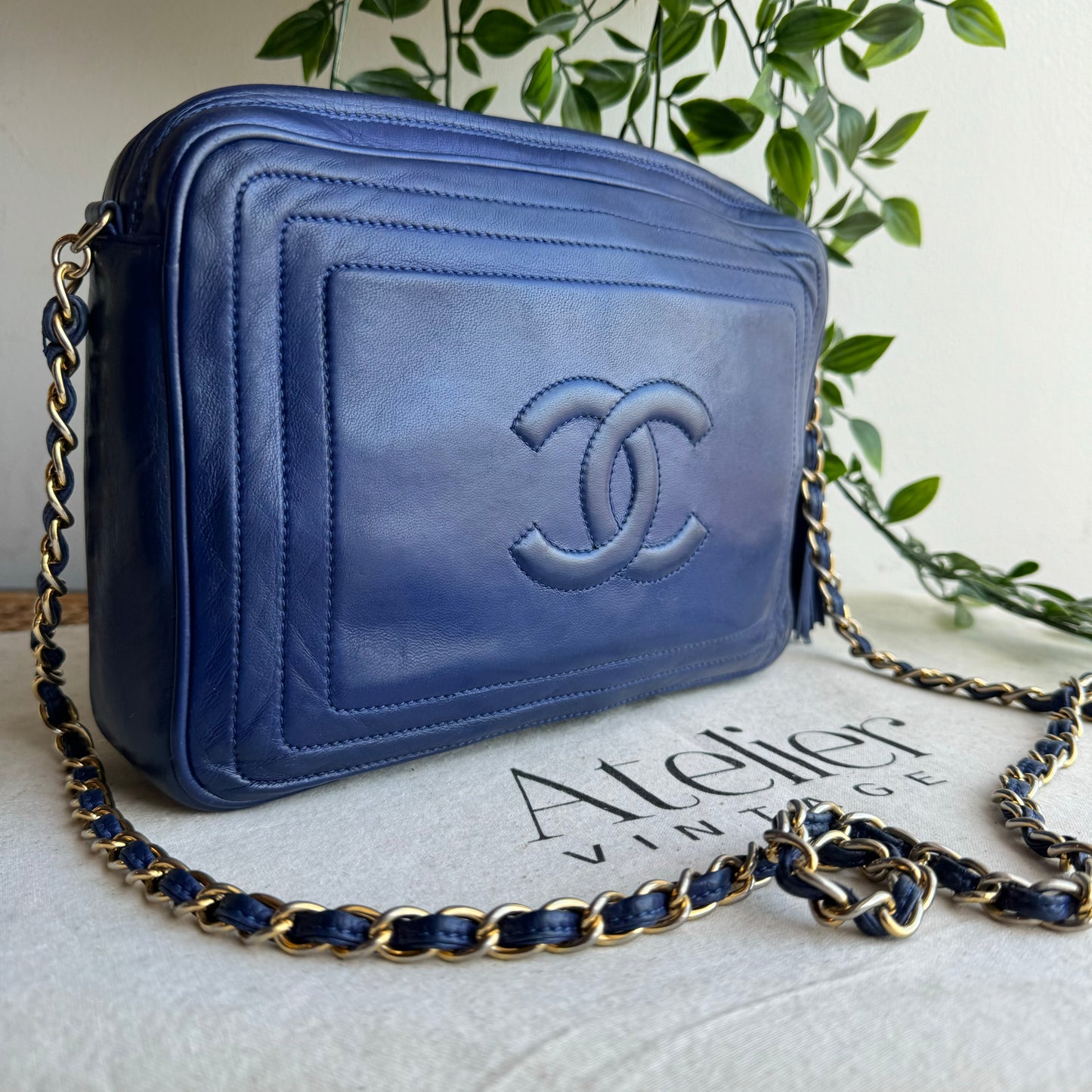 Chanel 1986 CC Quilted French Blue Camera bag