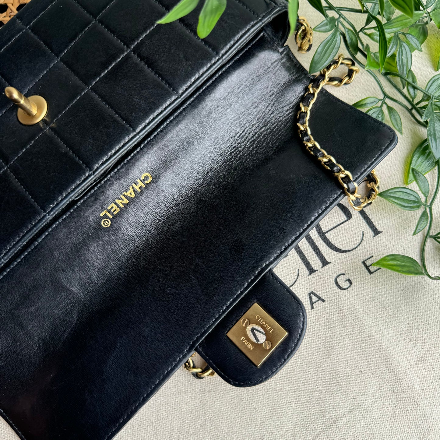 Chanel 2000 East West Chocolate Bar Single Flap