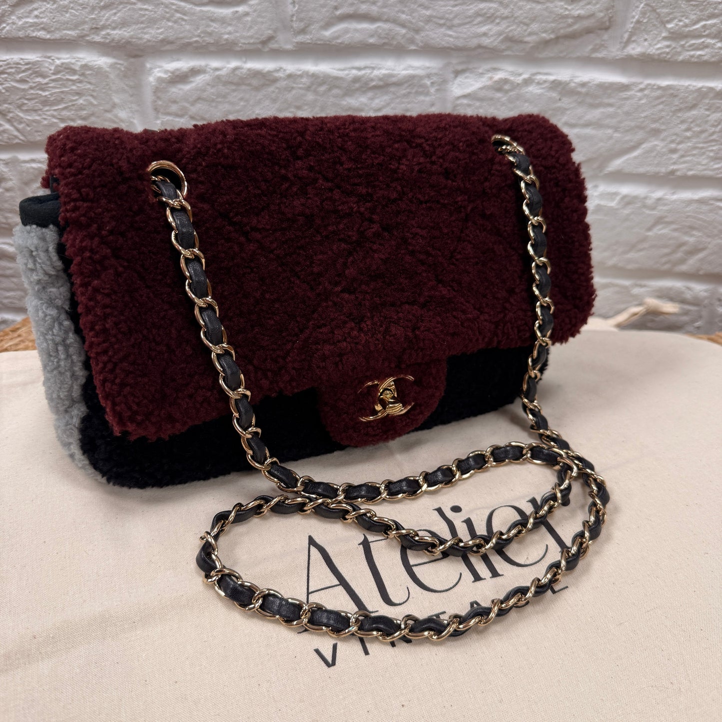 Chanel 2019 Shearling Tri Color Single Flap