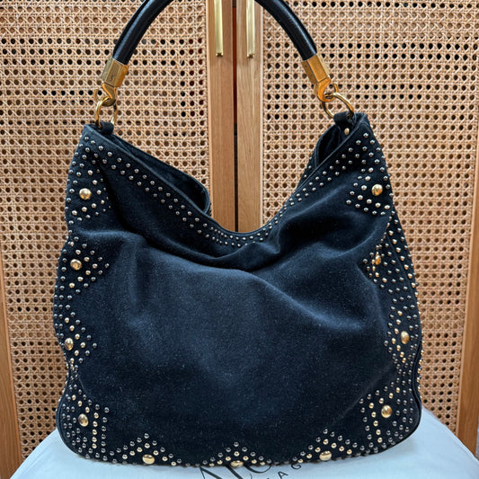 Saint Laurent 2008 Besace Suede & Studded Tote