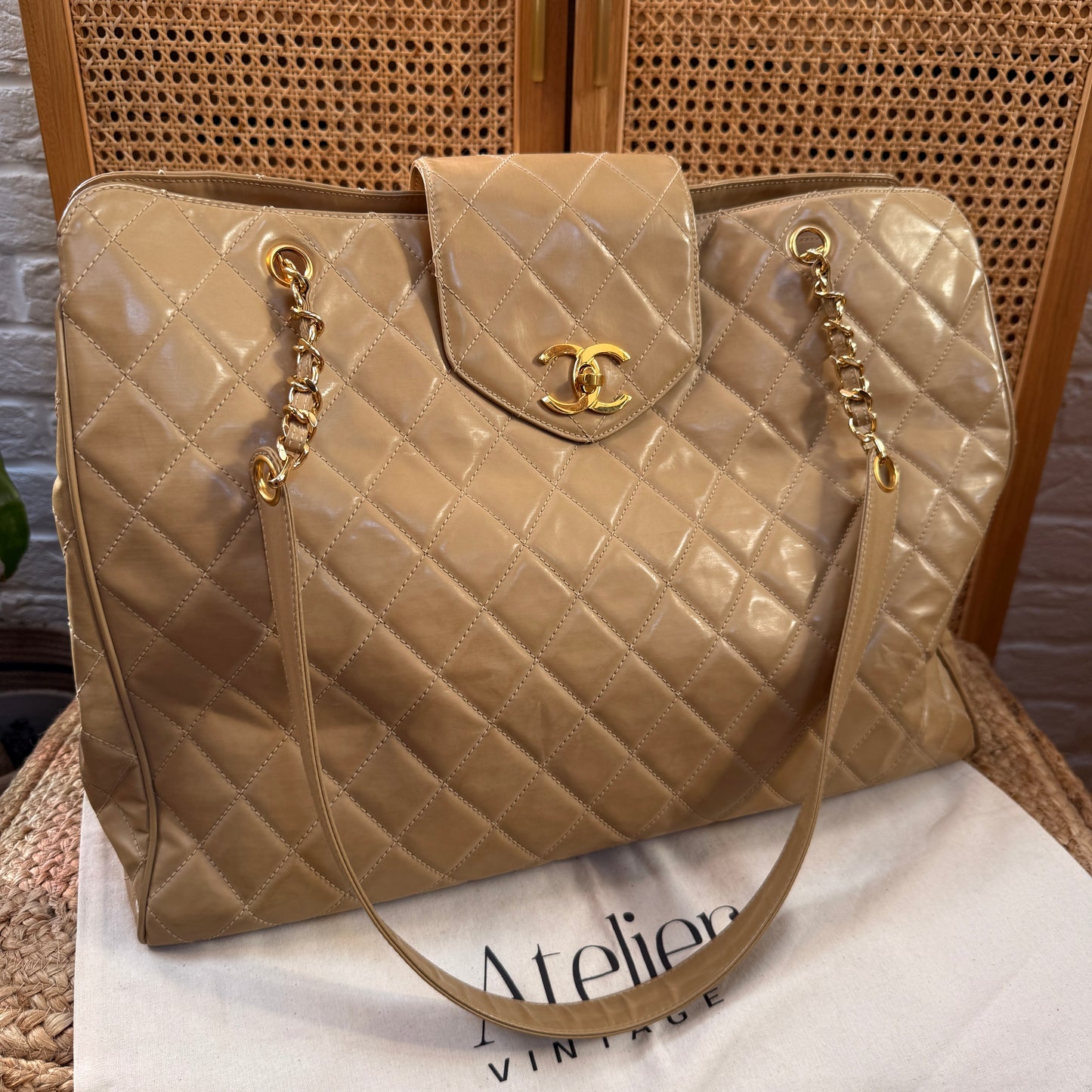 Chanel 1995 XXL Super Model Tote with Turnlock