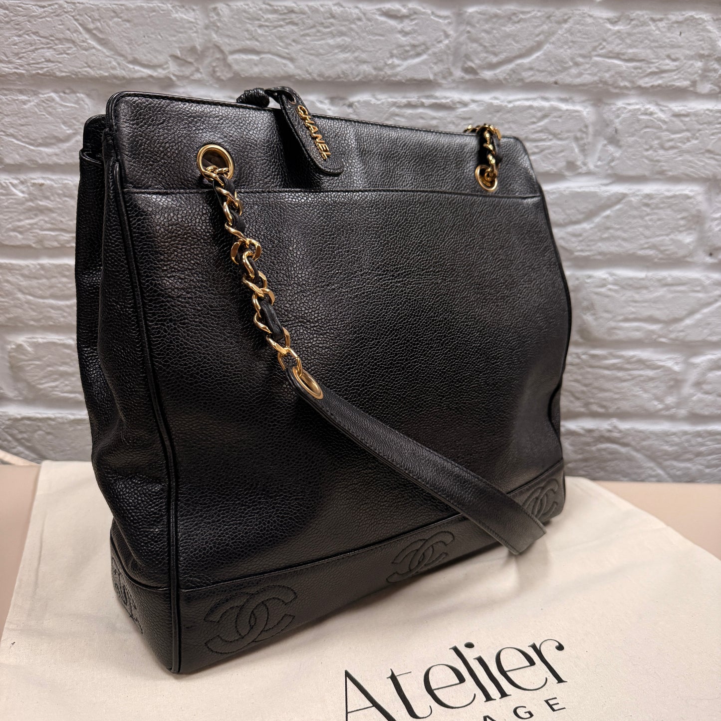 Chanel 1994 Black Triple CC Caviar Tote