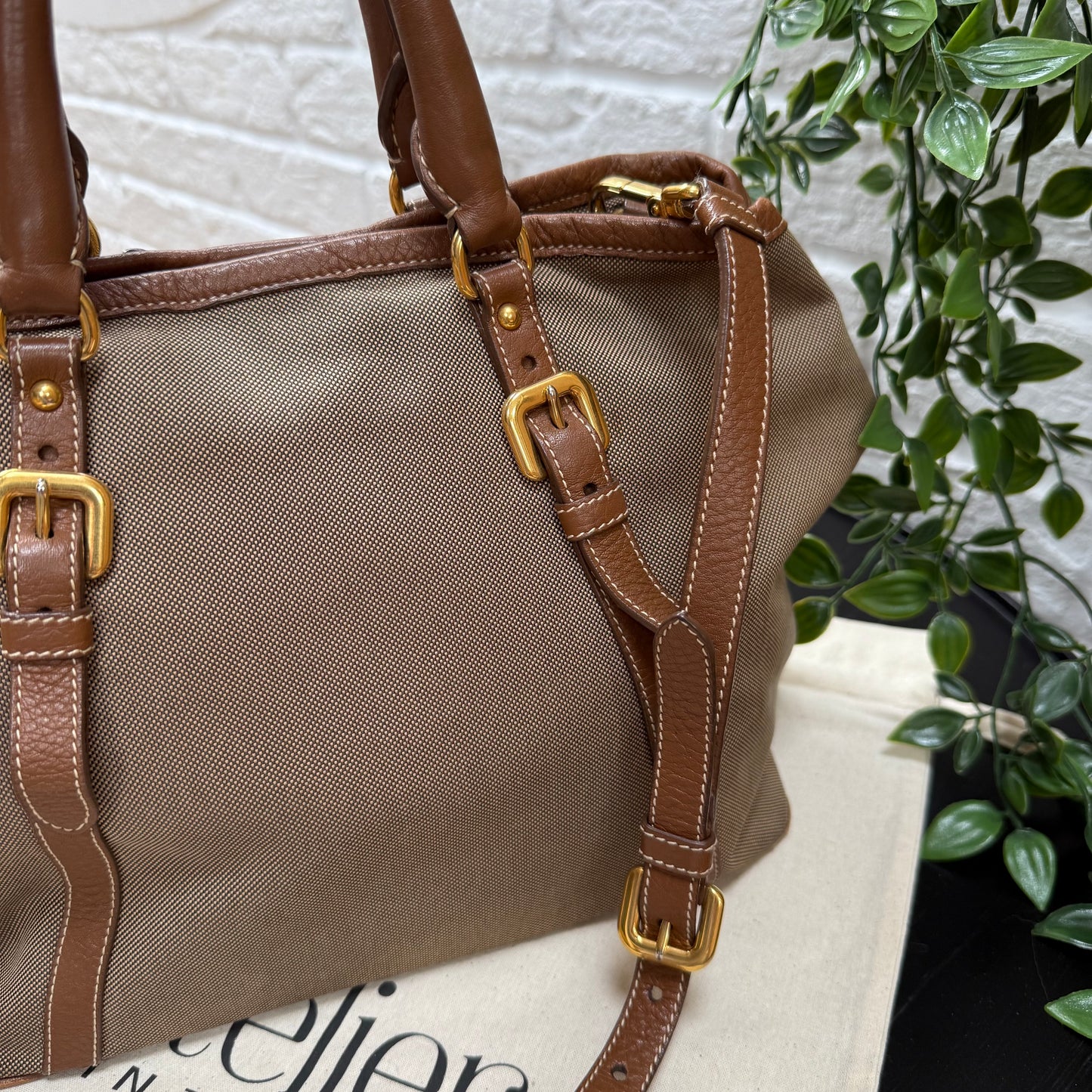 Prada 1990s Canapa Two Way Tote