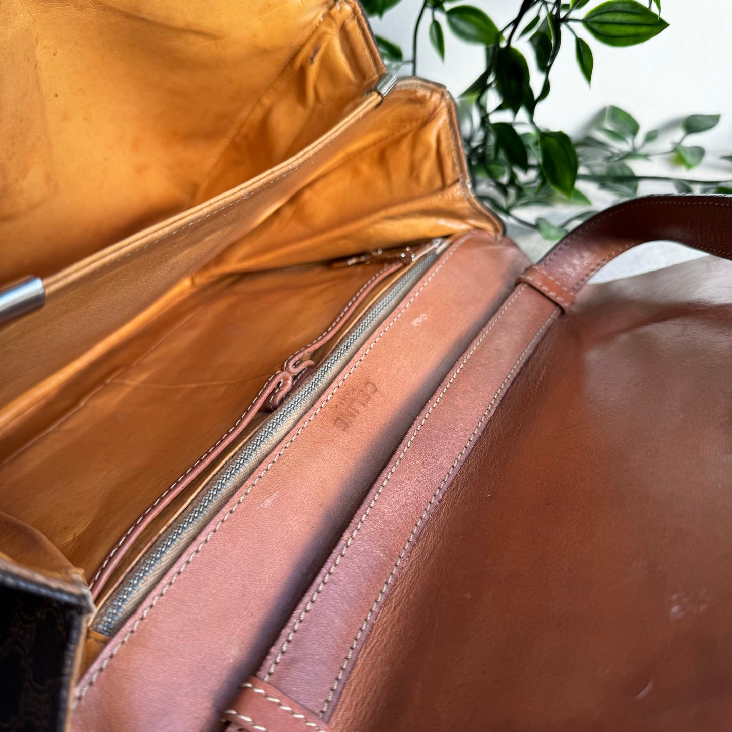 Celine Macadam Triomph Brown Shoulder Bag