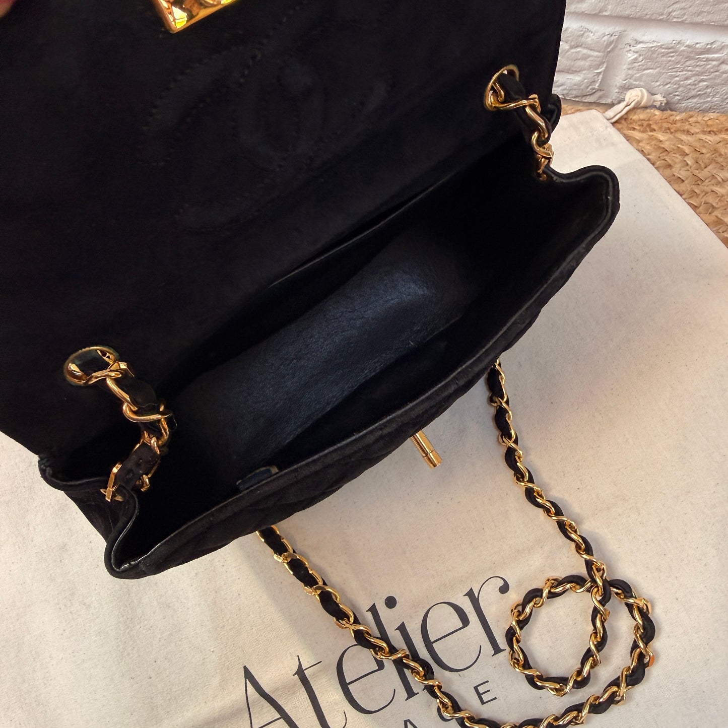 Chanel Rare 1986 Suede Half Moon Single Flap