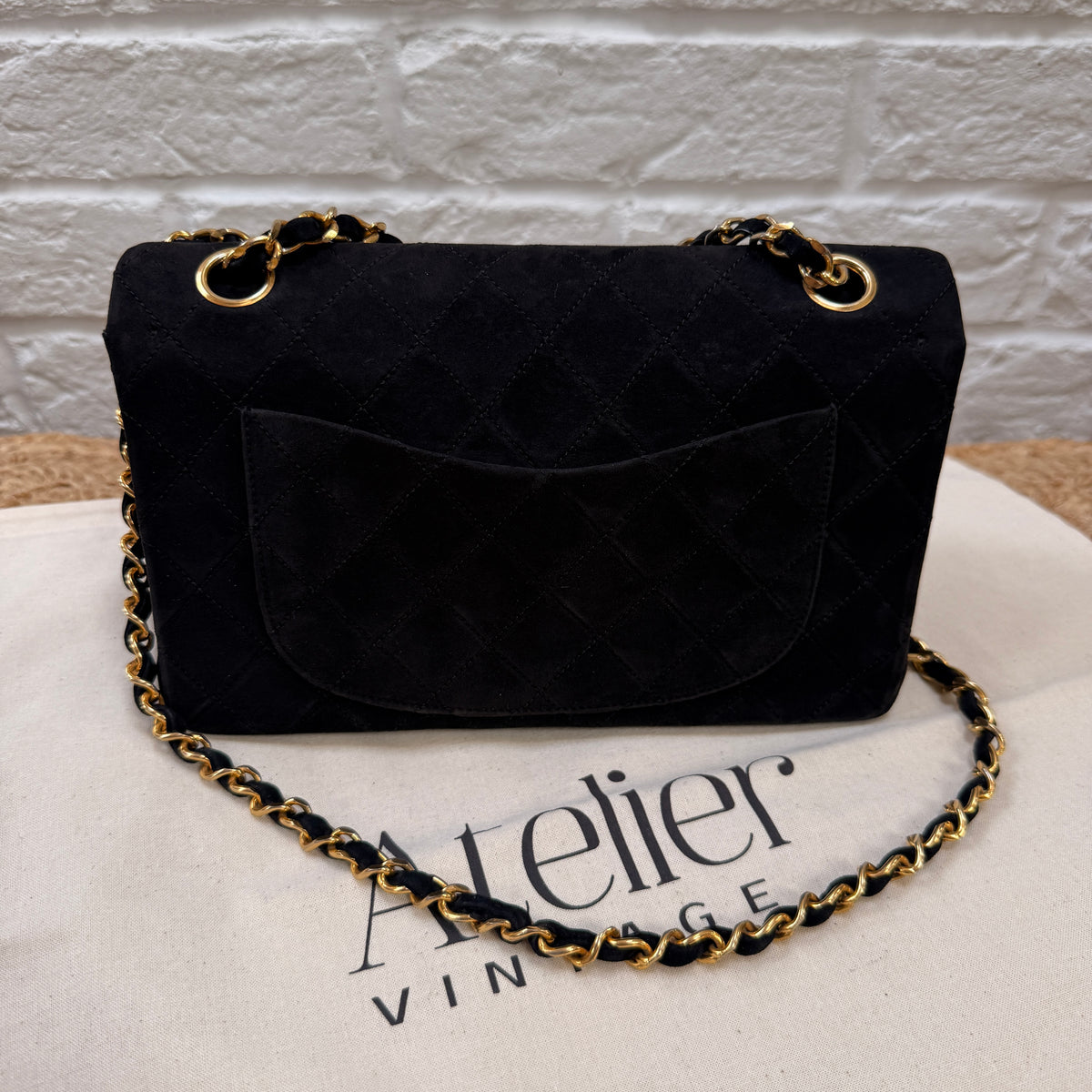 Chanel 1986 Rare Suede Black Classic Double Flap Small