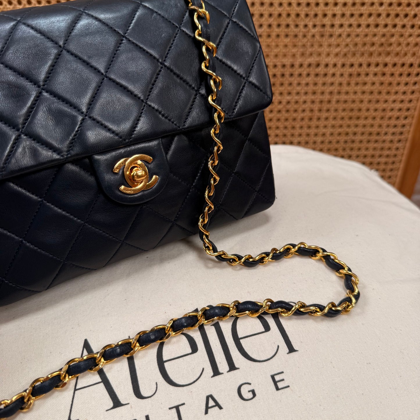 Chanel 1989 Classic Square Single Flap Medium - Navy
