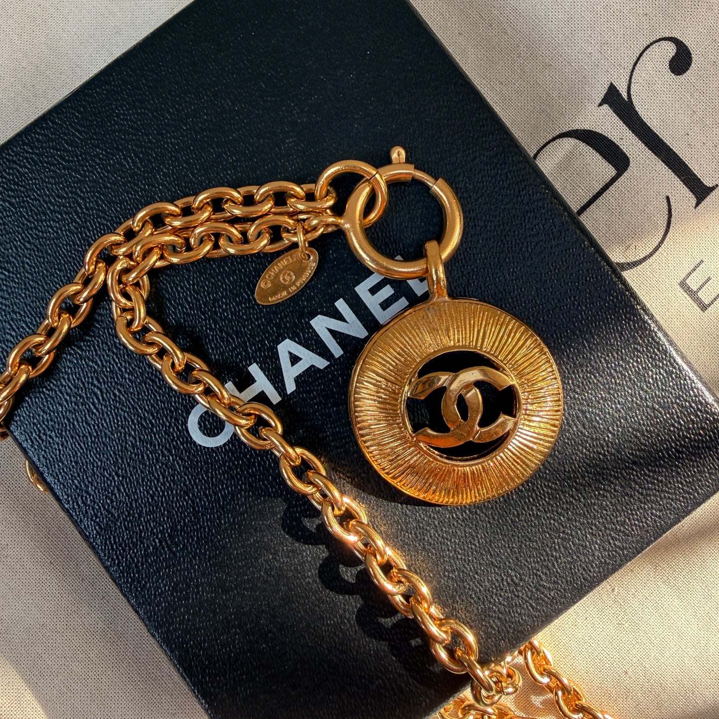 Chanel 1980s Vintage CC Pendant & Chain