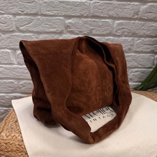 Bottega Veneta 1990s Tan Suede Hobo Tote