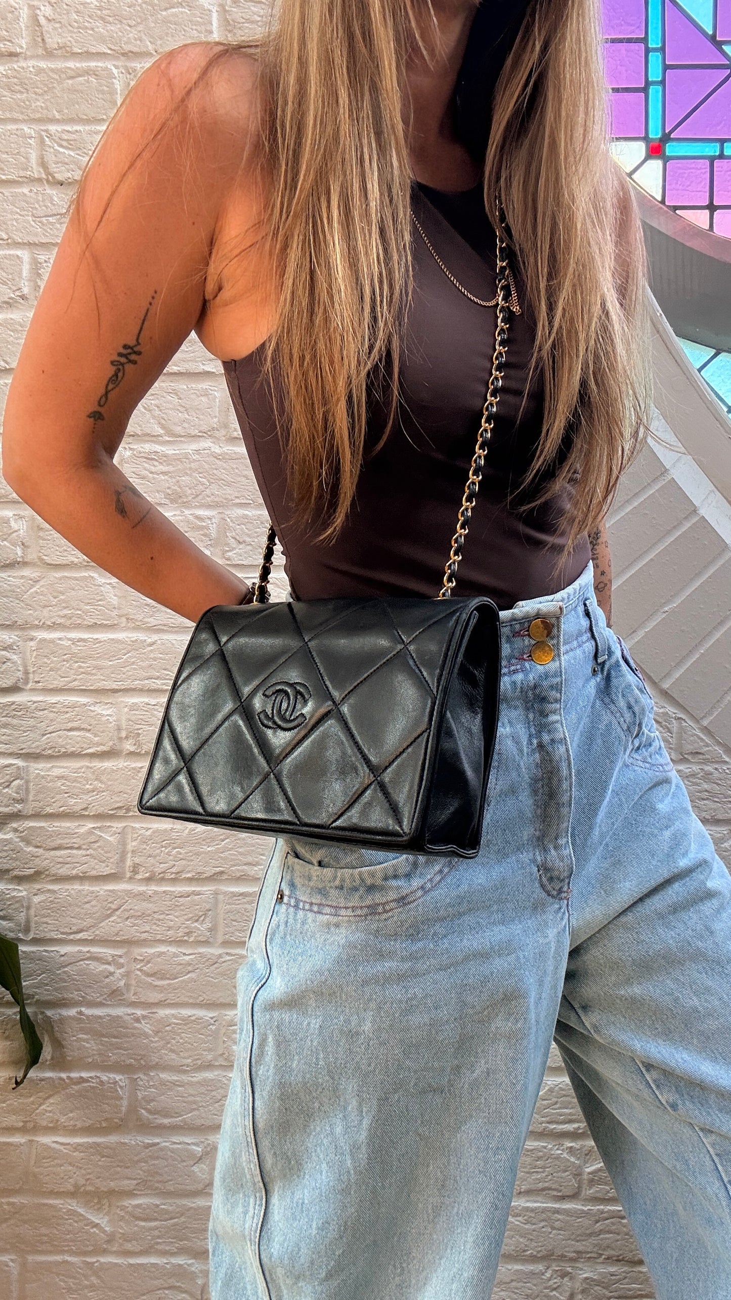 Chanel 1986 Navy Lambskin Full flap in diamond quilting