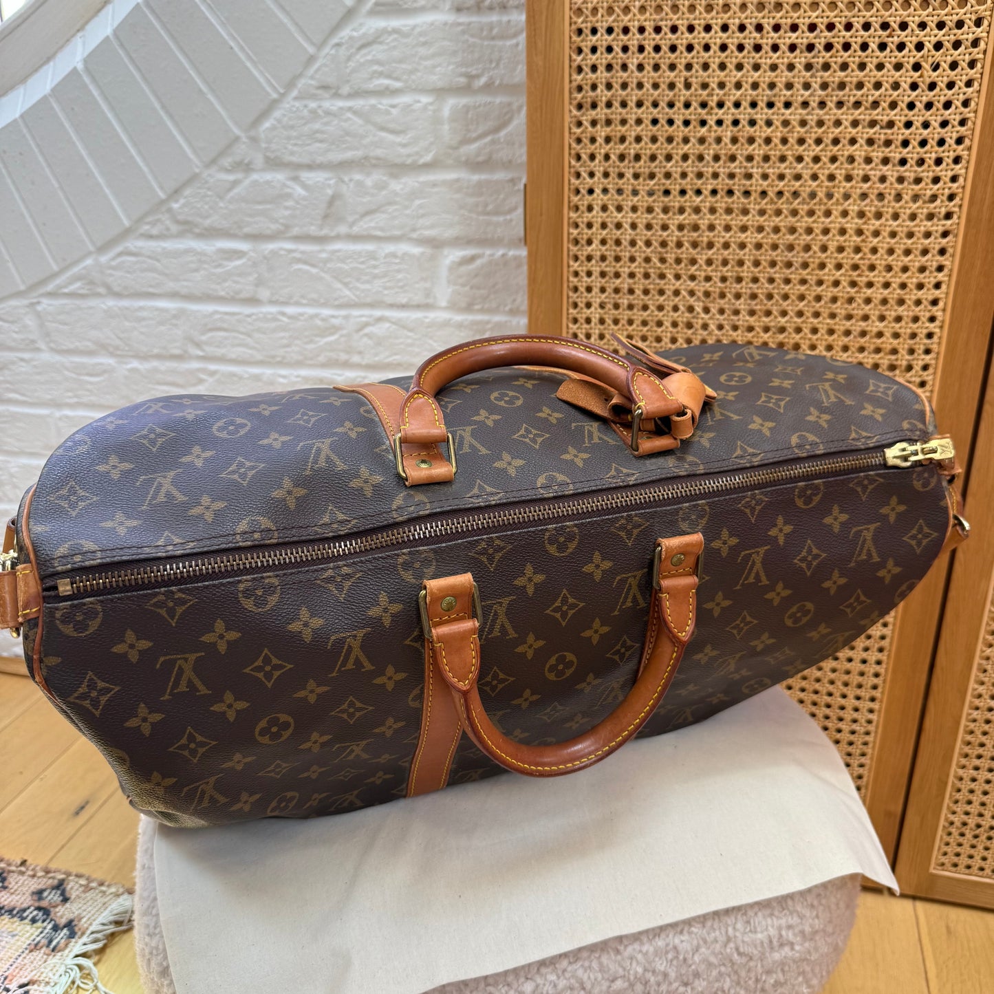 Louis Vuitton 1987 Keepall Bandoulier 50 with luggage tag & handle strap