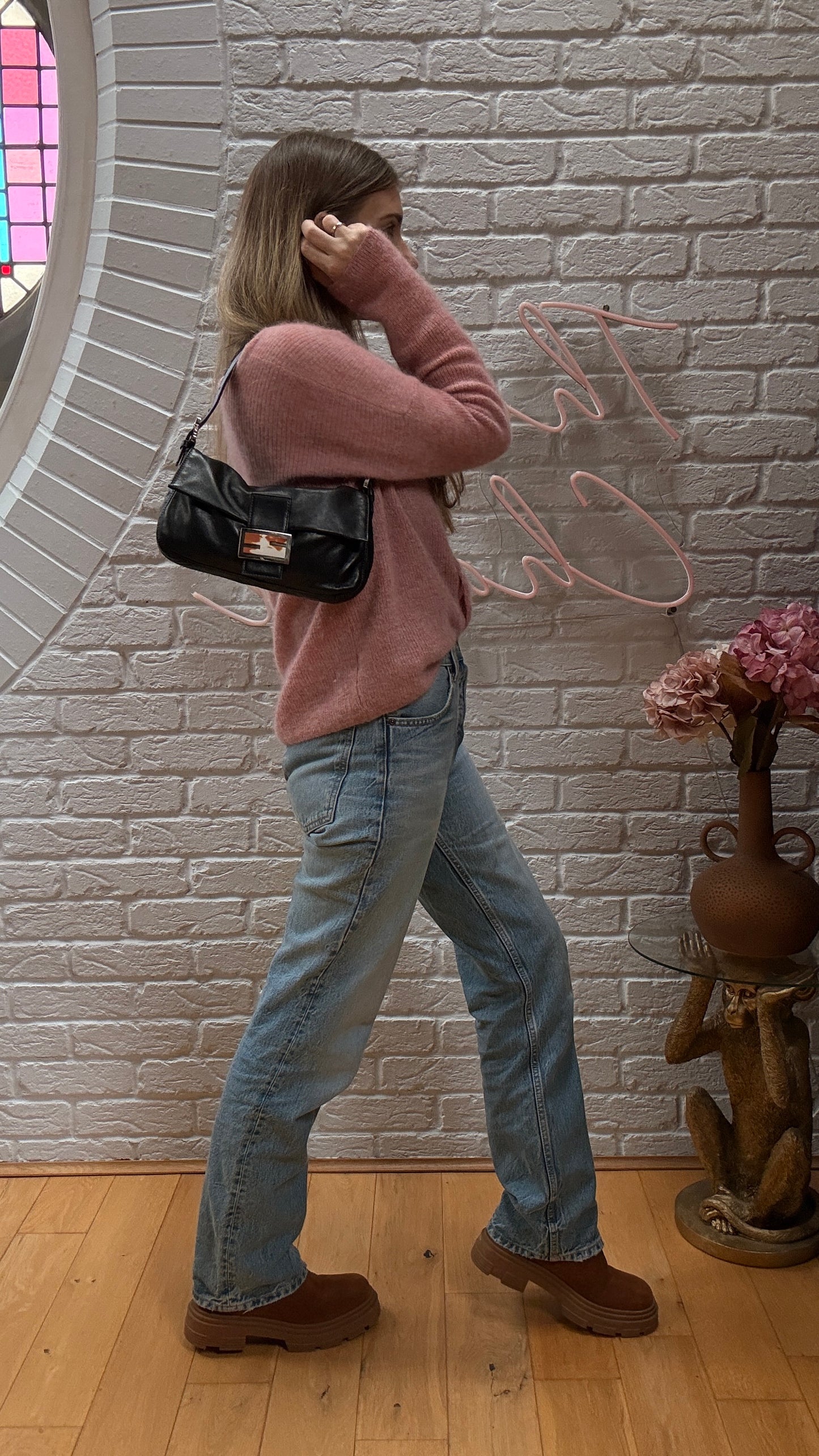 Fendi 1990s Original Fendi Baguette in black leather with limited edition animal print closure