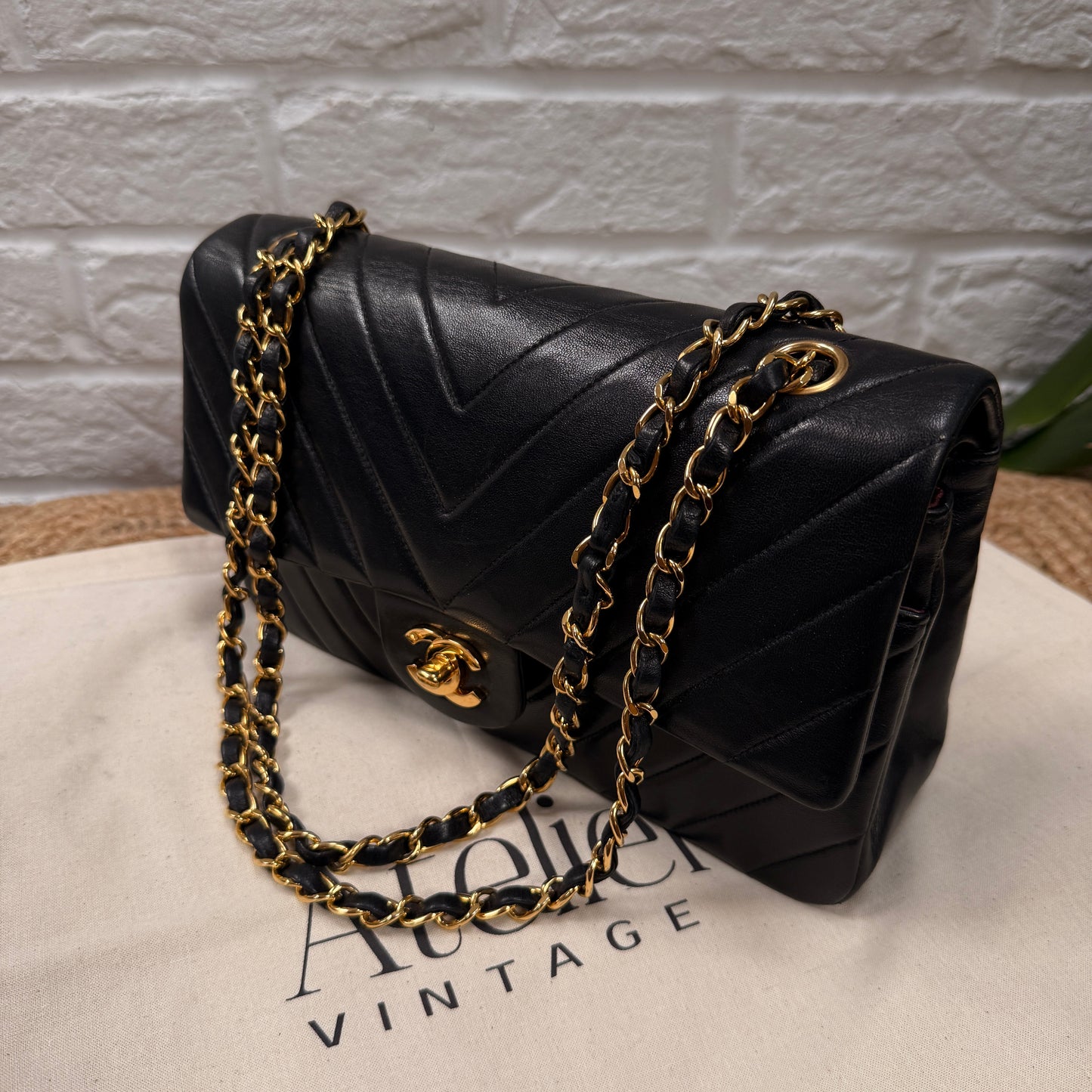 Chanel 1991 Rare & Limited Edition Chevron Classic double flap medium