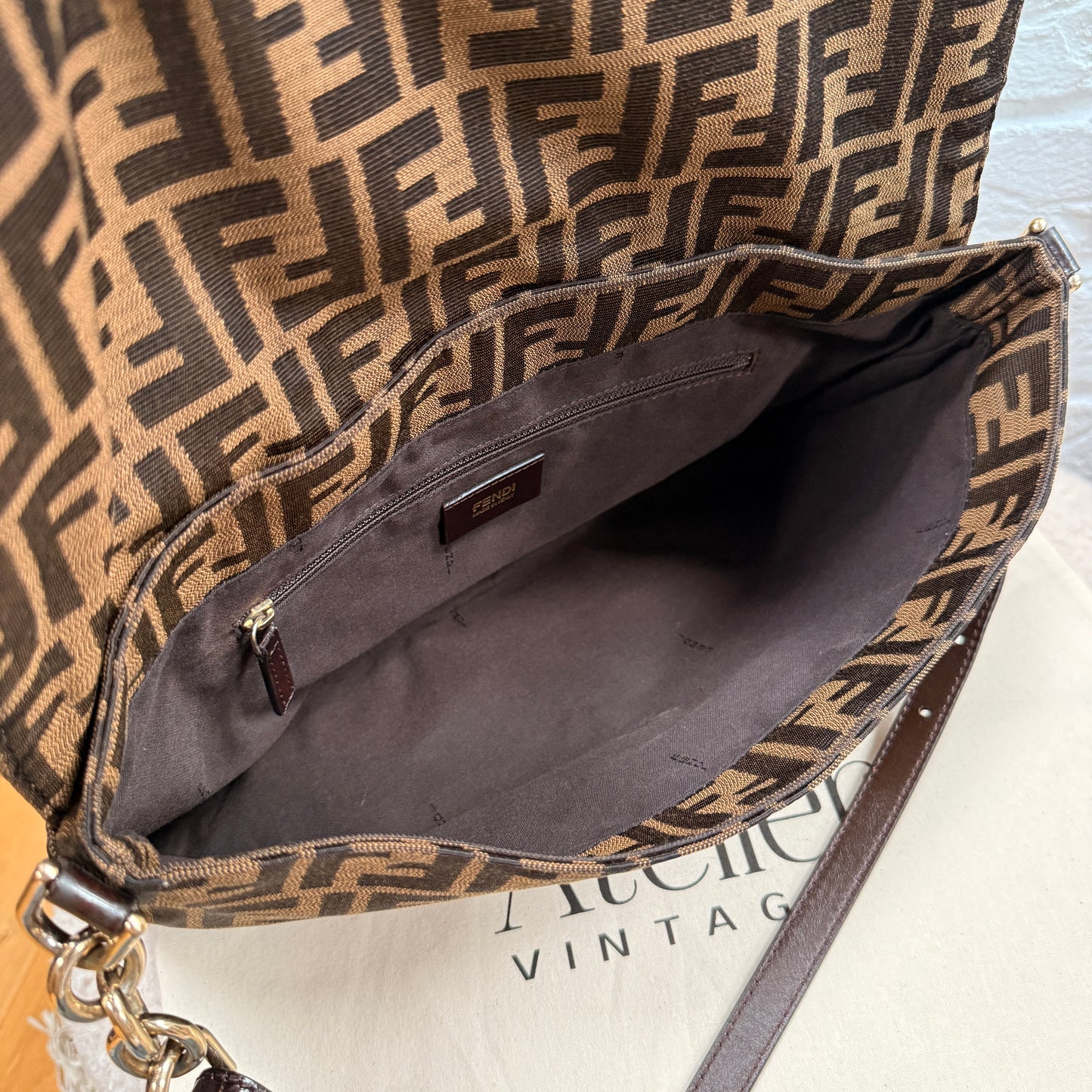 Fendi 1990s Rare Fendi Mia Mamma Two Way Cross Body Maxi Baguette