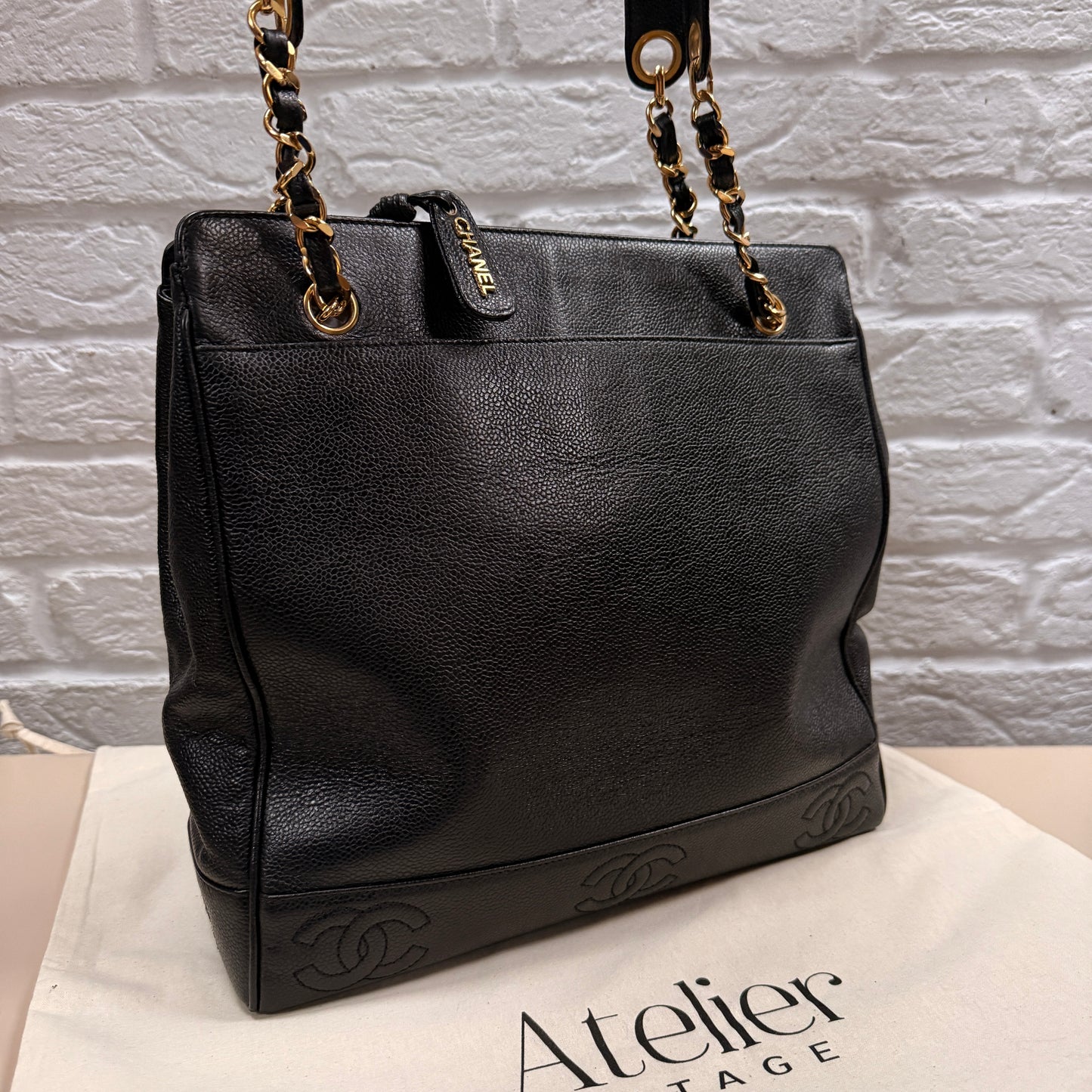 Chanel 1994 Black Triple CC Caviar Tote