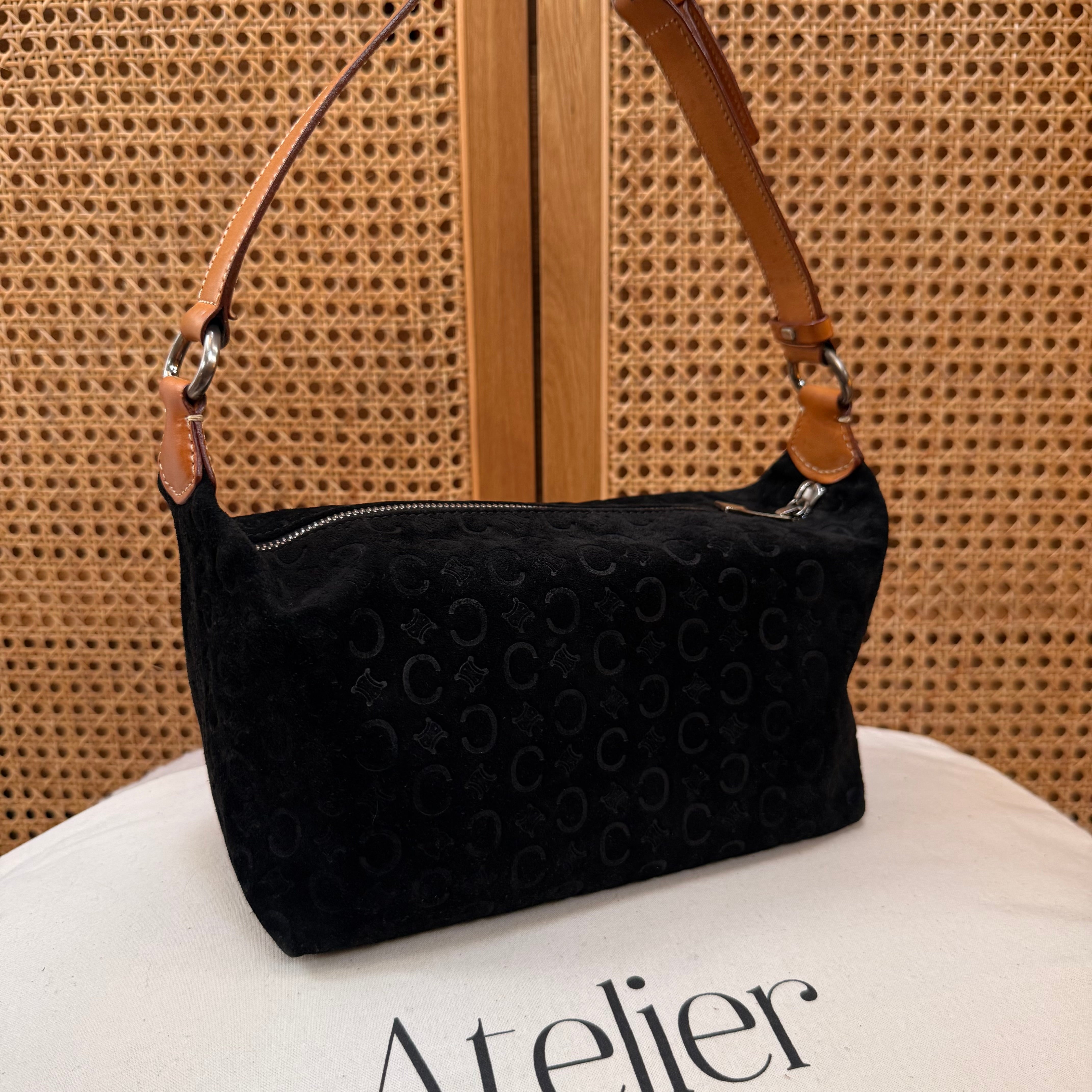 バッグ CELINE C MACADAM SUEDE SHOULDER BAG Céline Celine Brown C Macadam Suede Shoulder Bag Dark brown