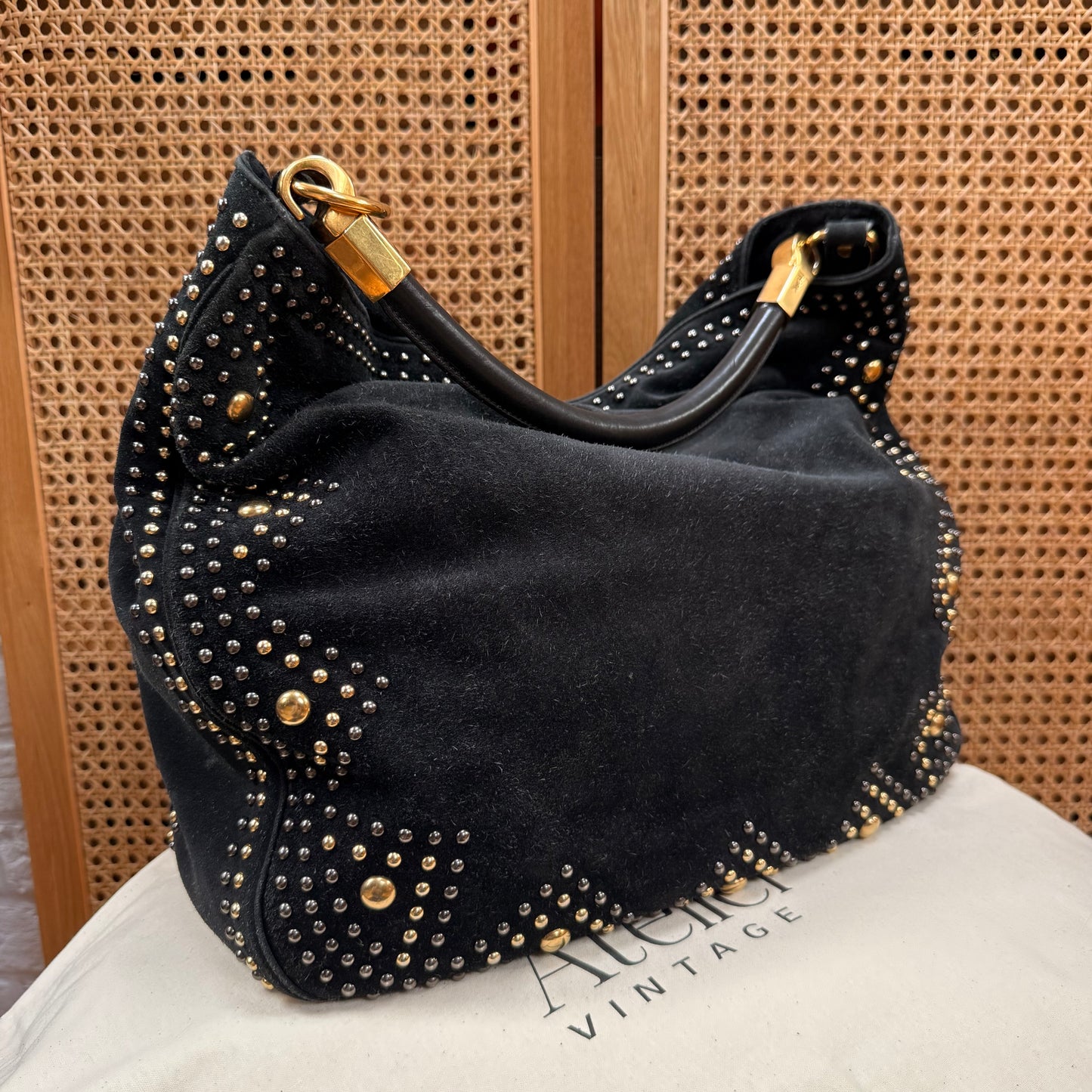 Saint Laurent 2008 Besace Suede & Studded Tote