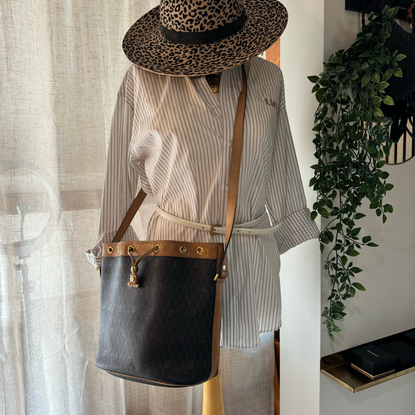 Dior 1980s Honeycomb Bucket Bag with Pouch