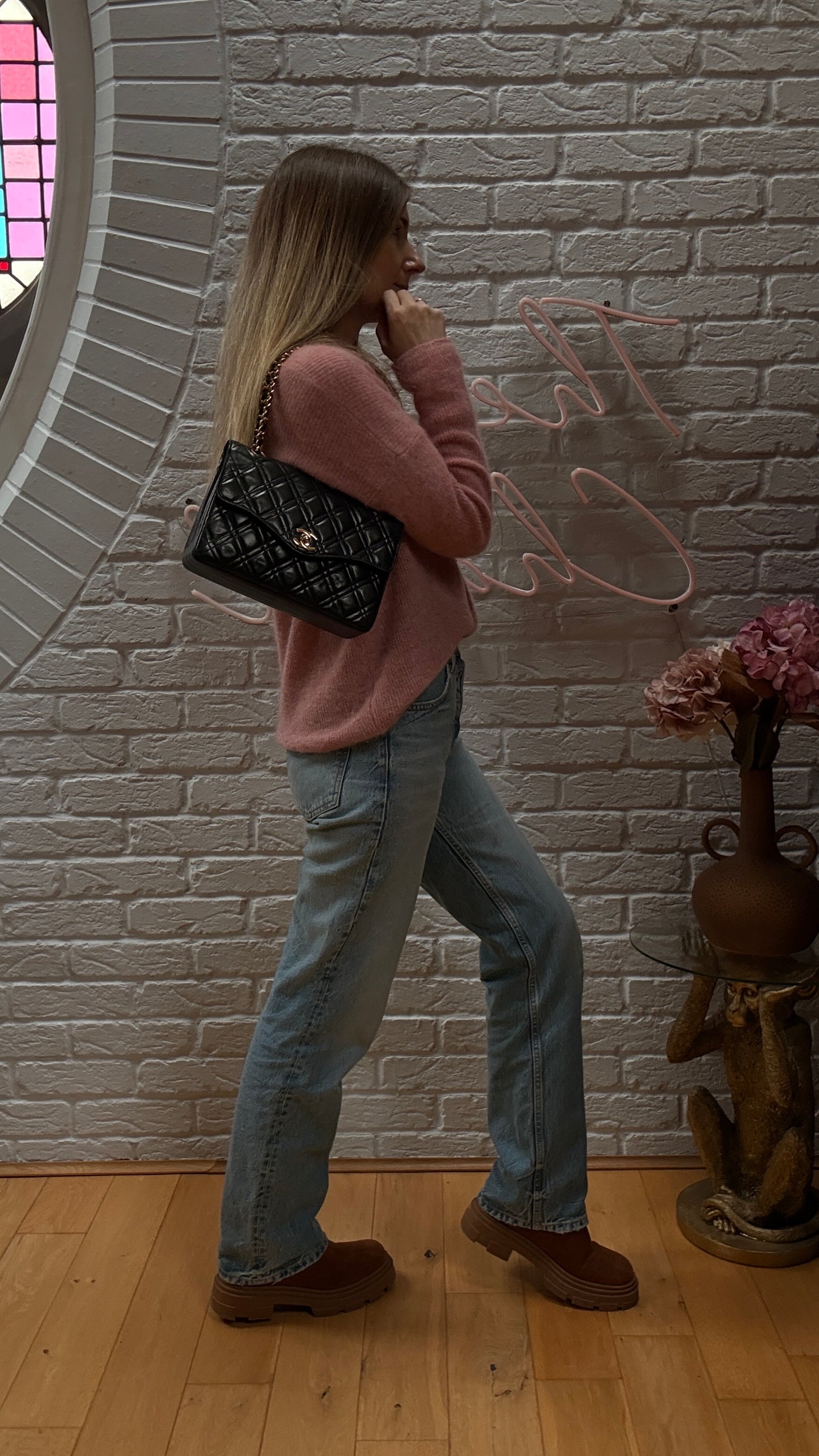 Chanel Early 1980s Rare Chanel Double Diamond Quilted Two Way Single Flap in black