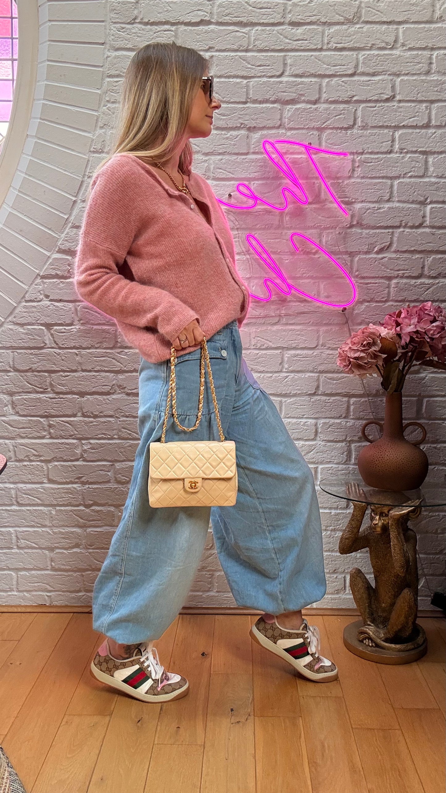 Chanel 1991 Beige Classic Medium Square Single Flap