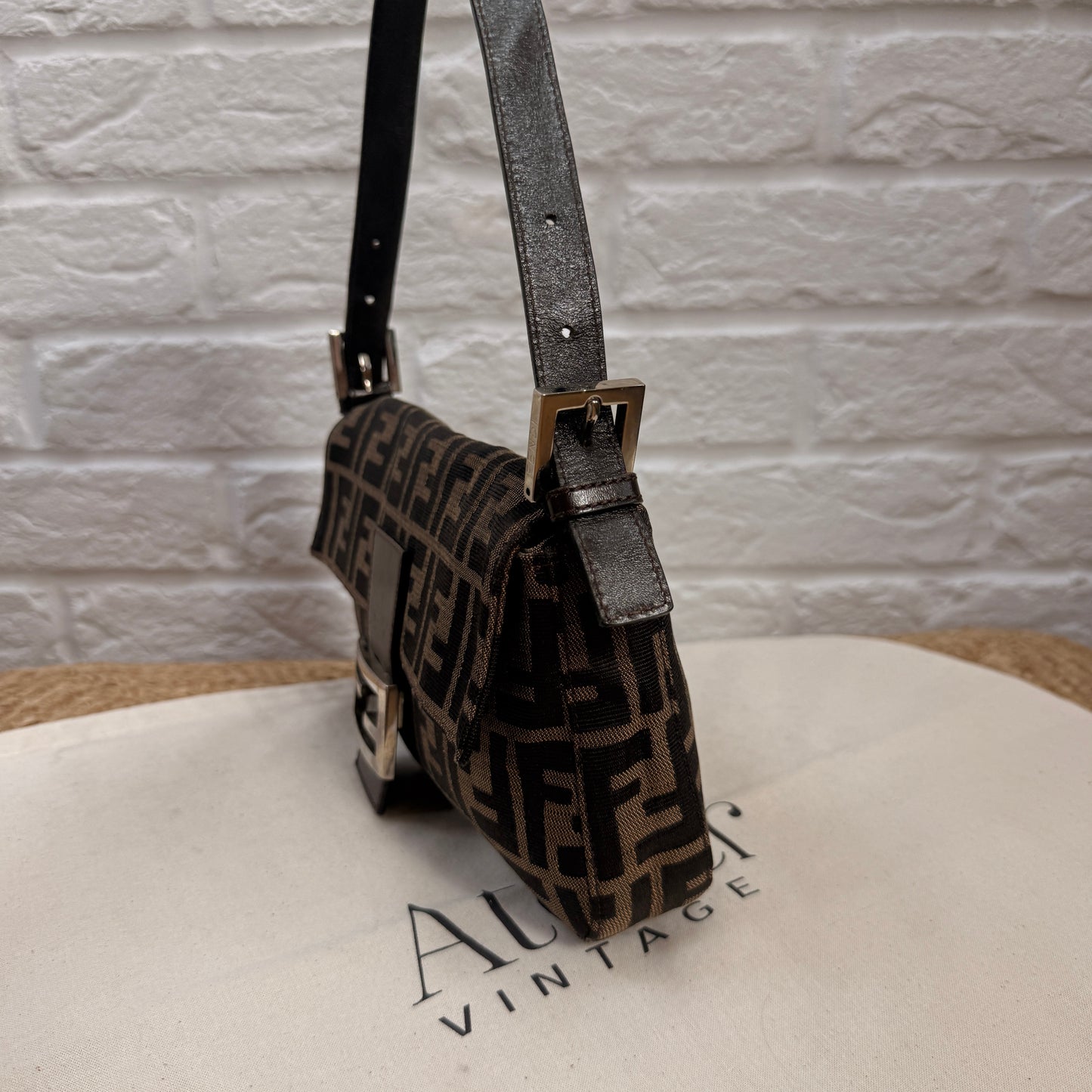 Fendi 1990s Original Baguette in Brown Zucca Print Canvas