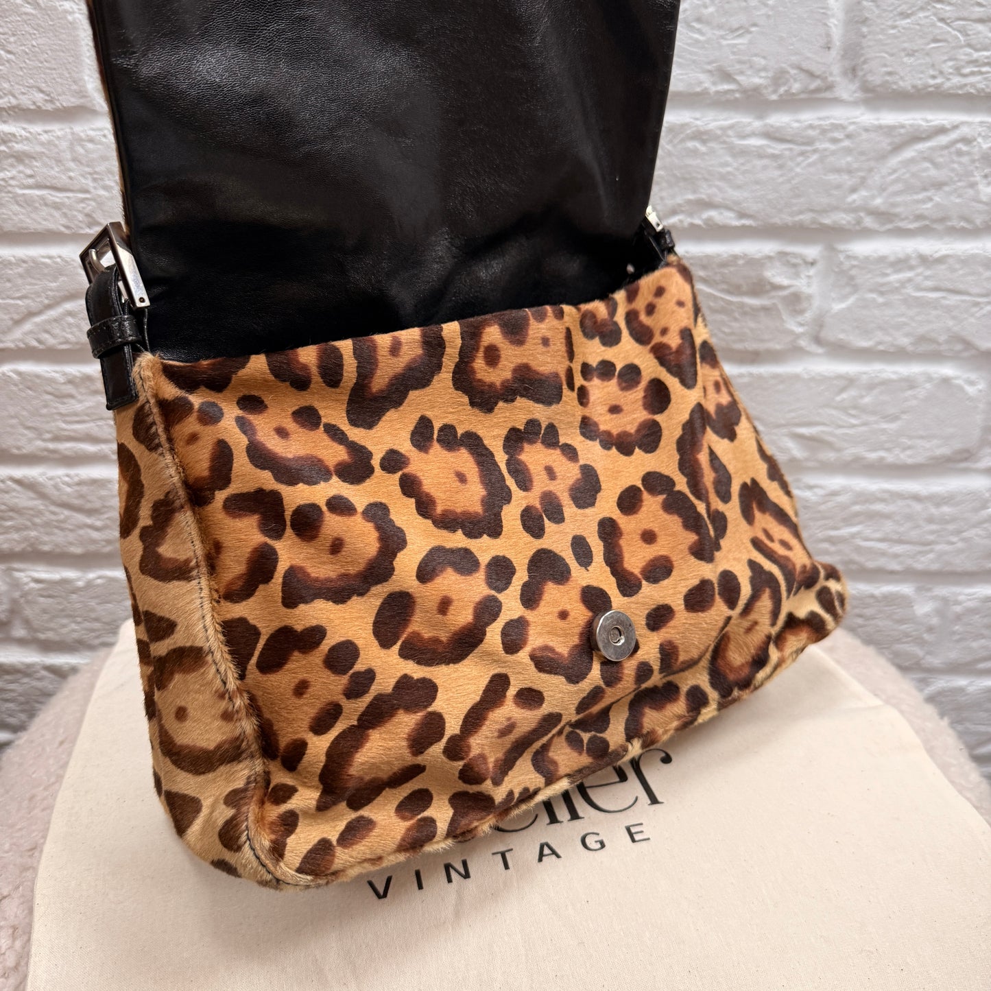Fendi 1990s Original Fendi Mamma Baguette In Leopard Print Pony Hair