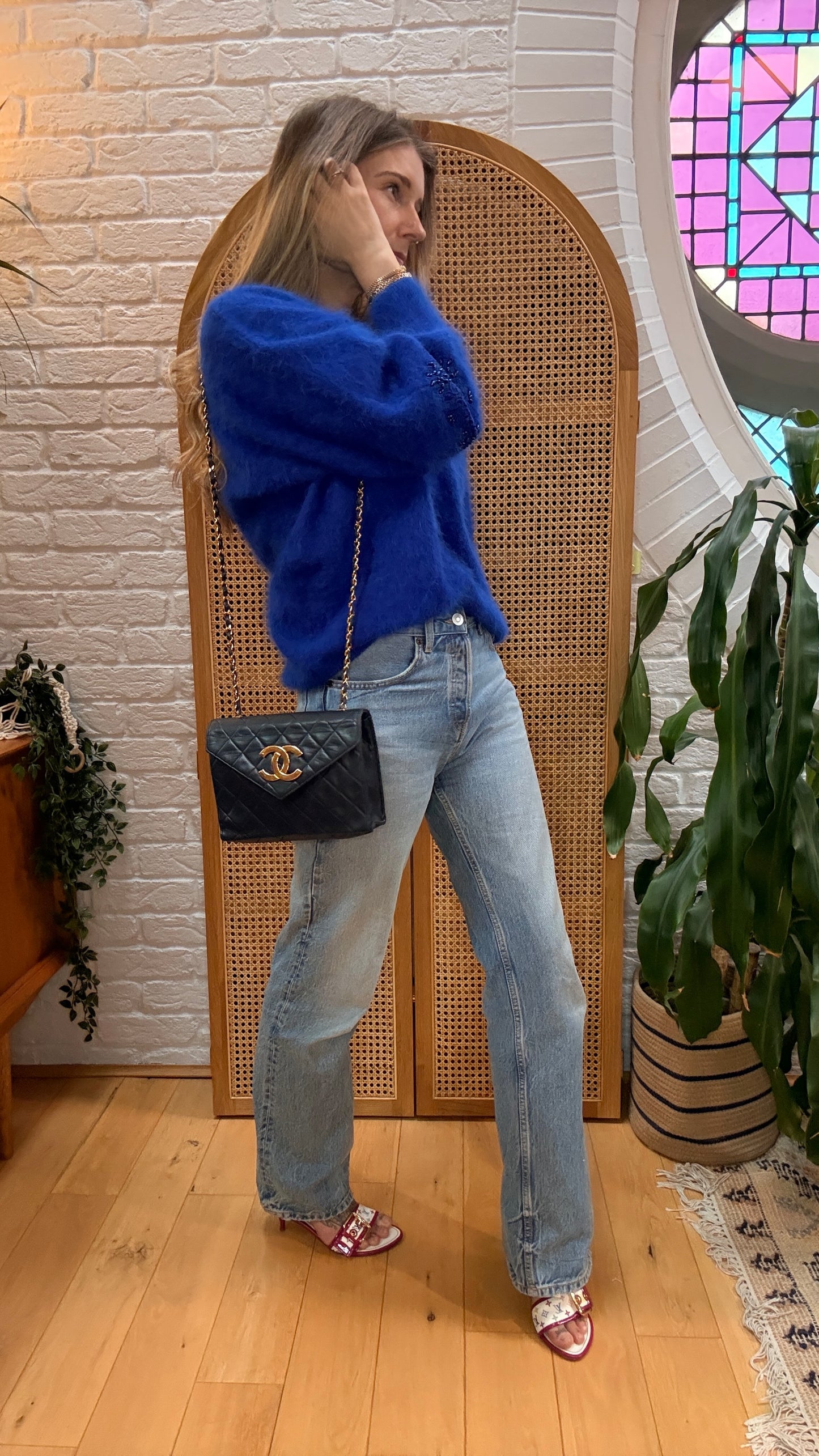 Chanel 1989 Rare Navy Jumbo CC Envelope Flap