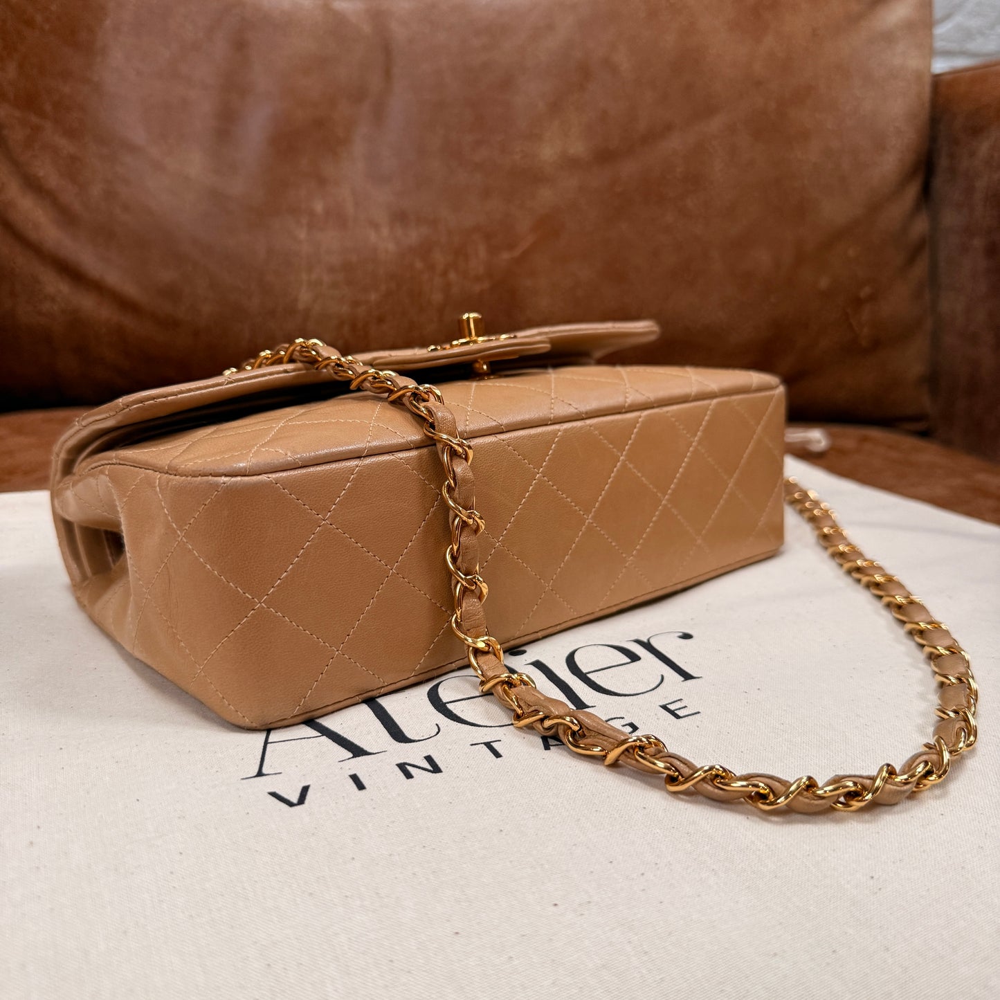 Chanel 1997 Rare Dark Beige Classic Double Flap Small