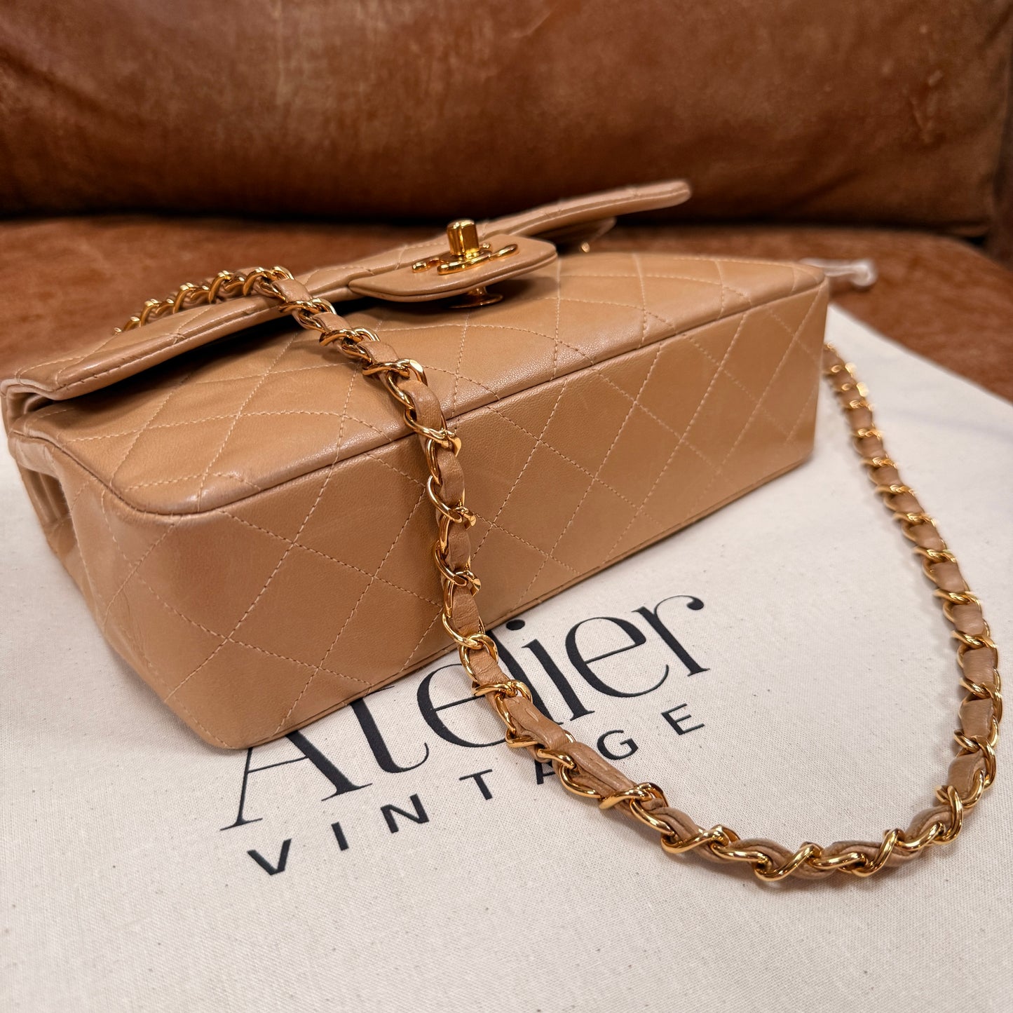 Chanel 1997 Rare Dark Beige Classic Double Flap Small