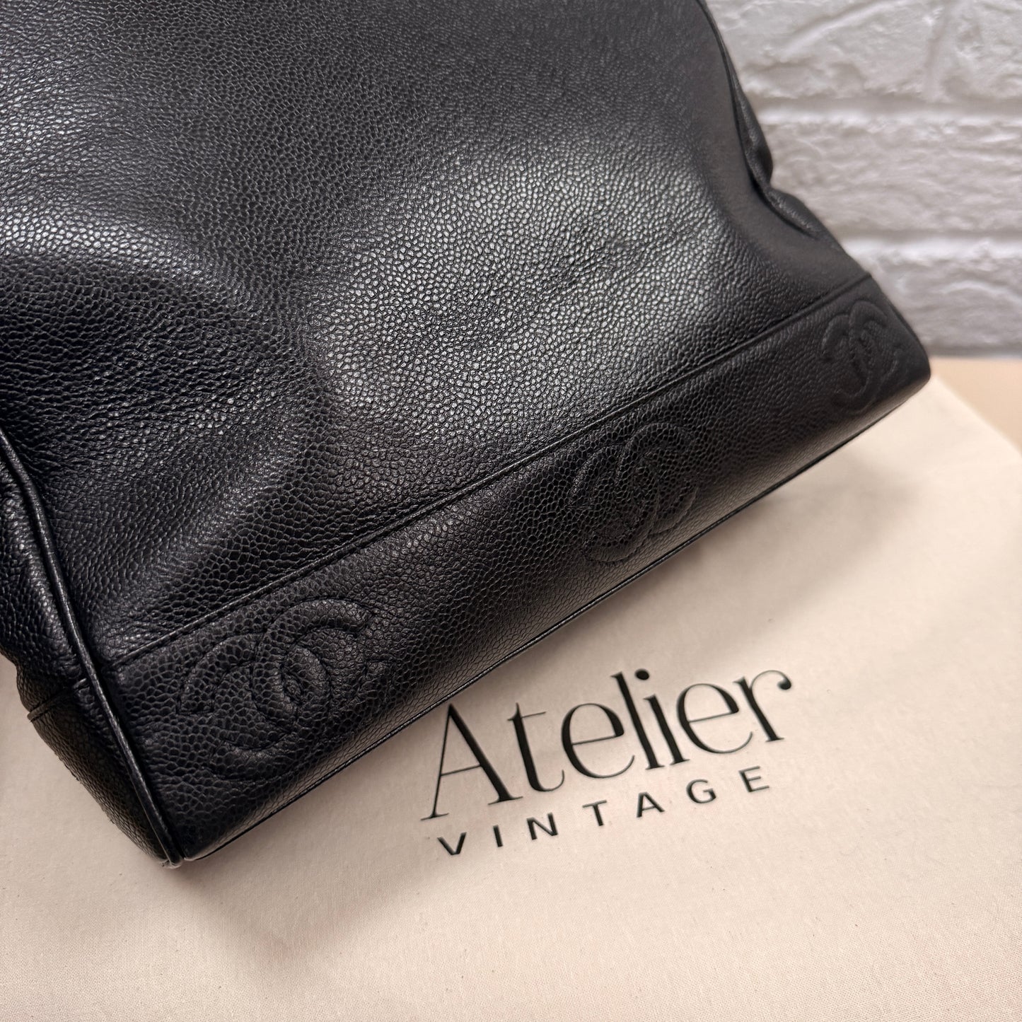 Chanel 1994 Black Triple CC Caviar Tote