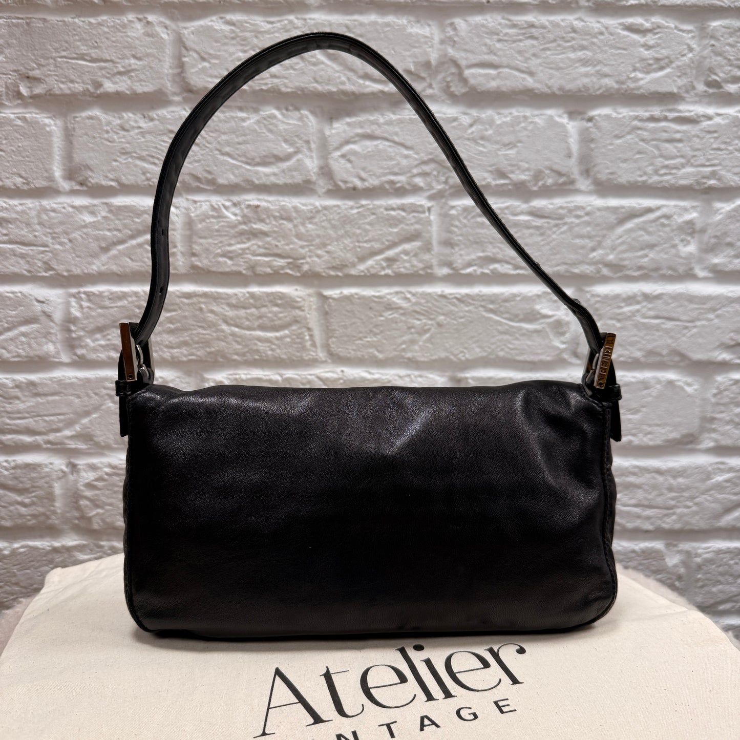 Fendi 1990s Original Fendi Baguette in black leather with limited edition animal print closure