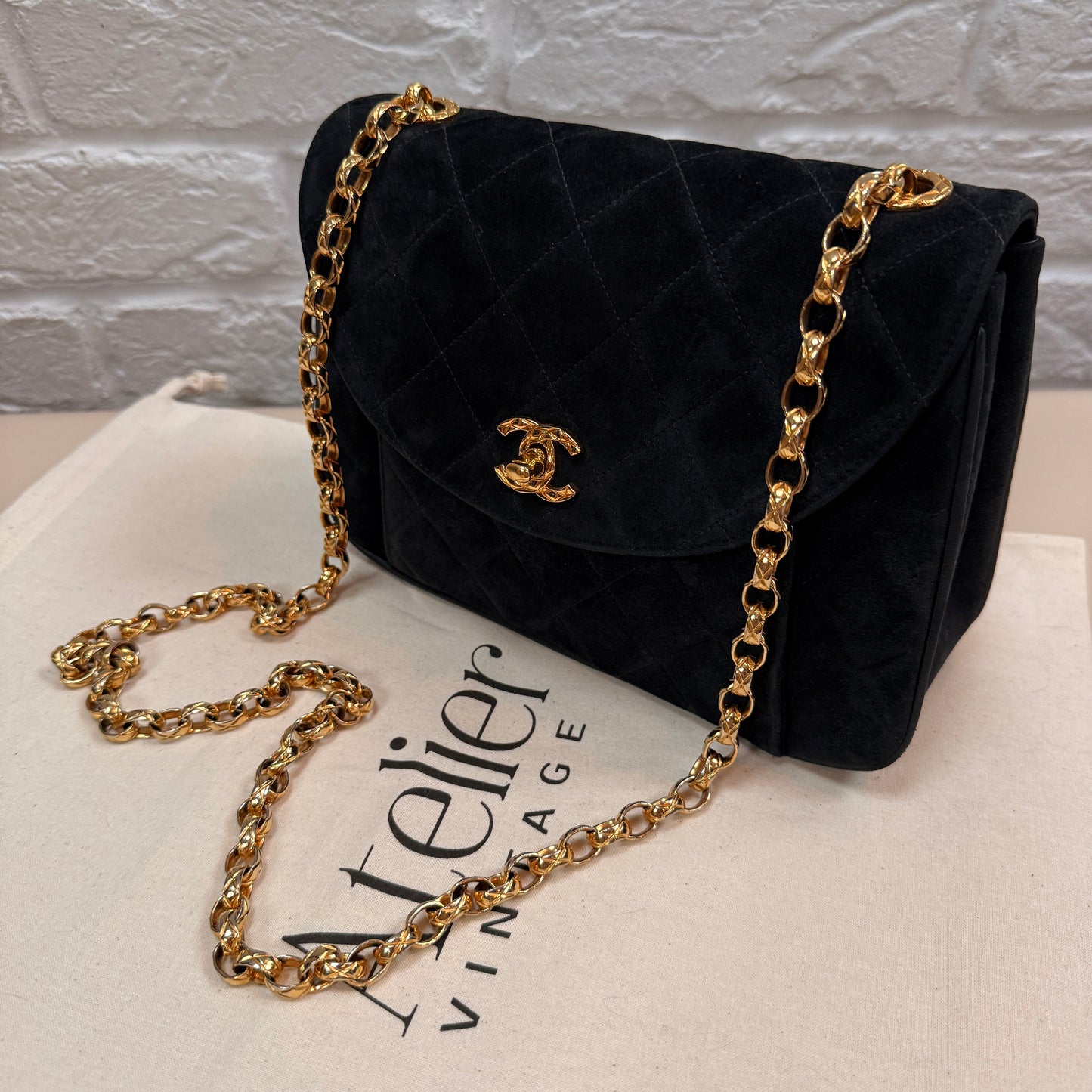 Chanel 1980s Ultra Rare Limited Edition Bijoux Chain in Black Suede and 24k Hold Hardware
